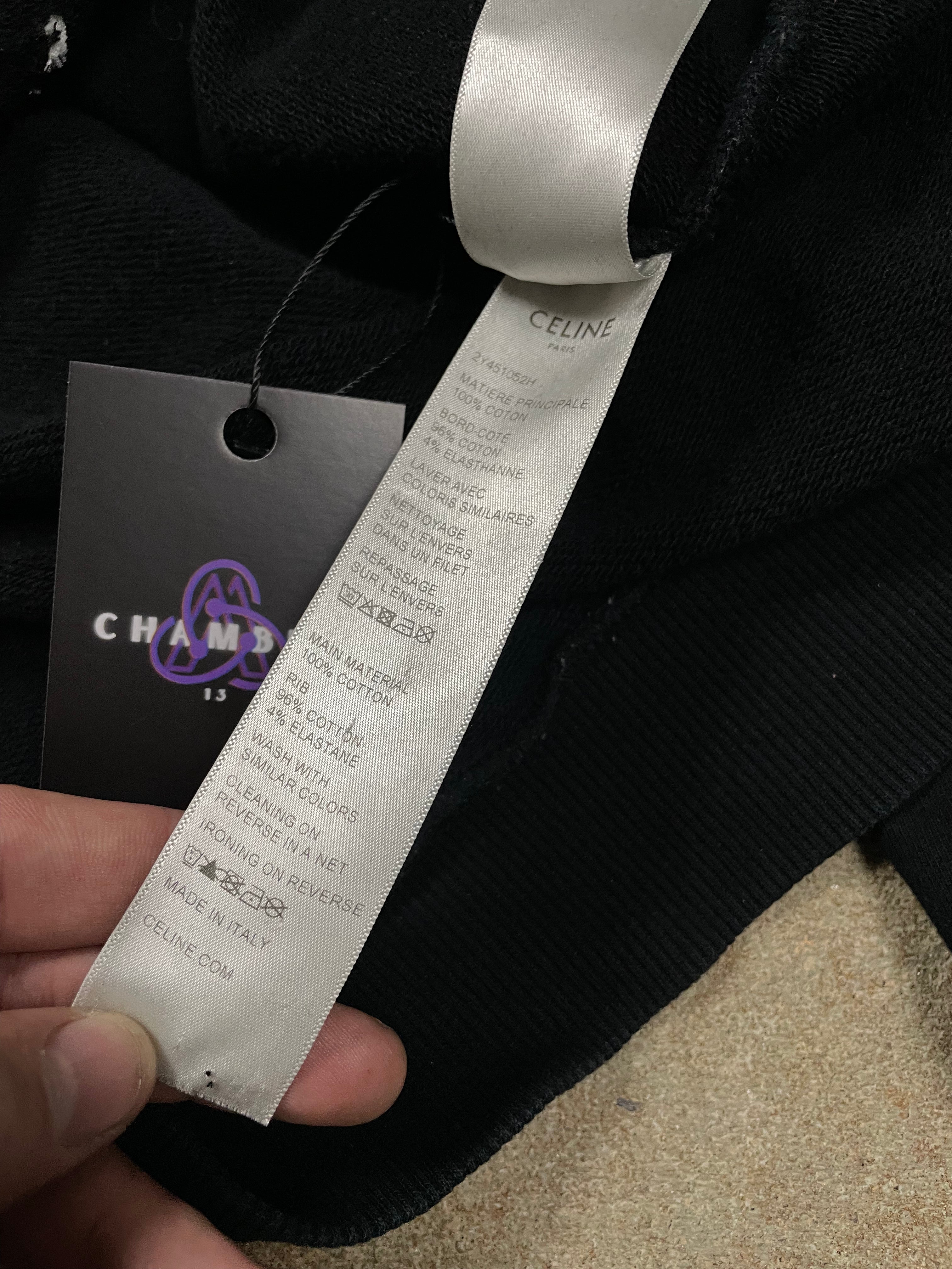 Celine Hoodie Black Checkered Logo Used XL