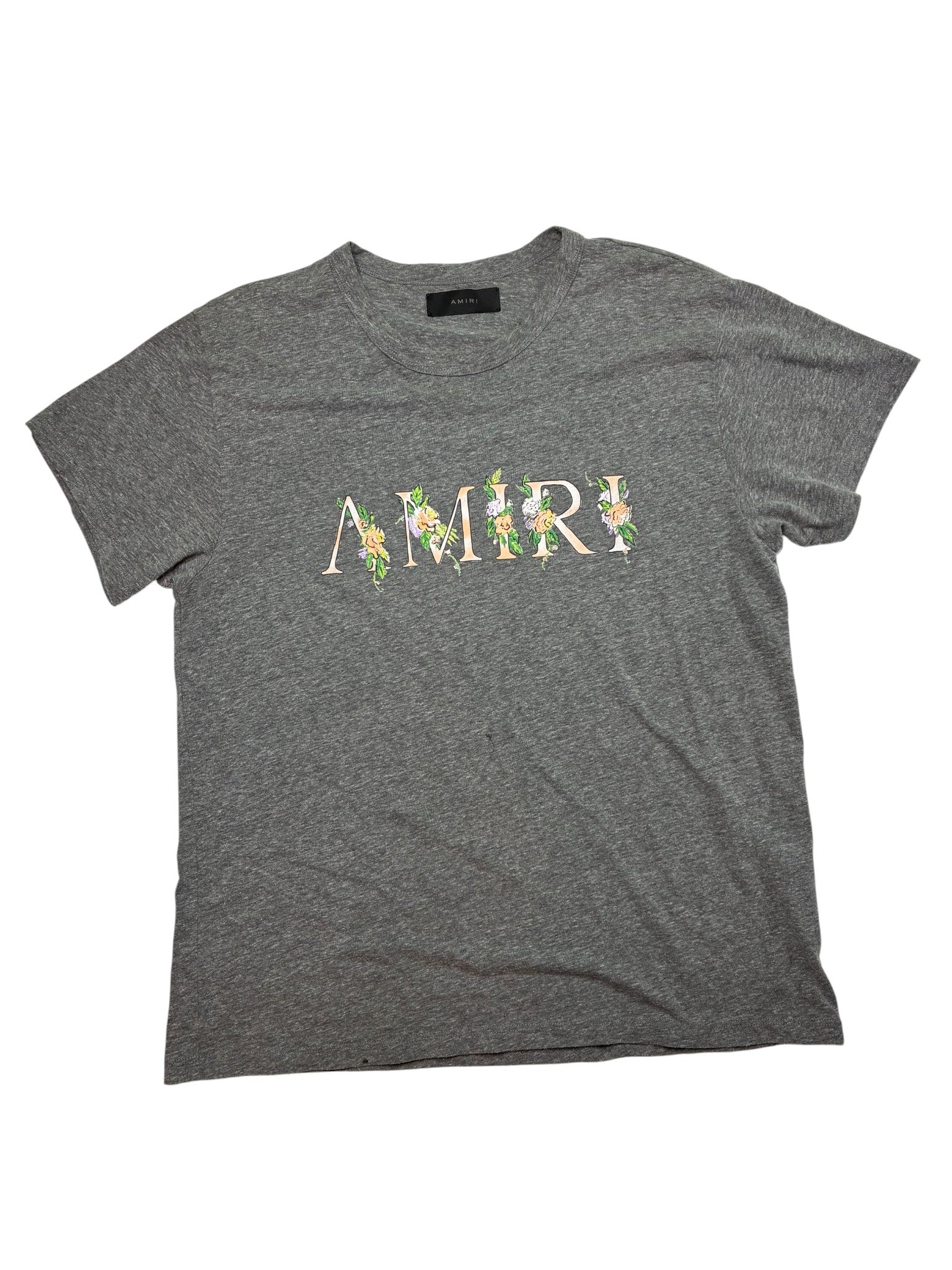 Amiri 'Floral Logo' Grey Tee