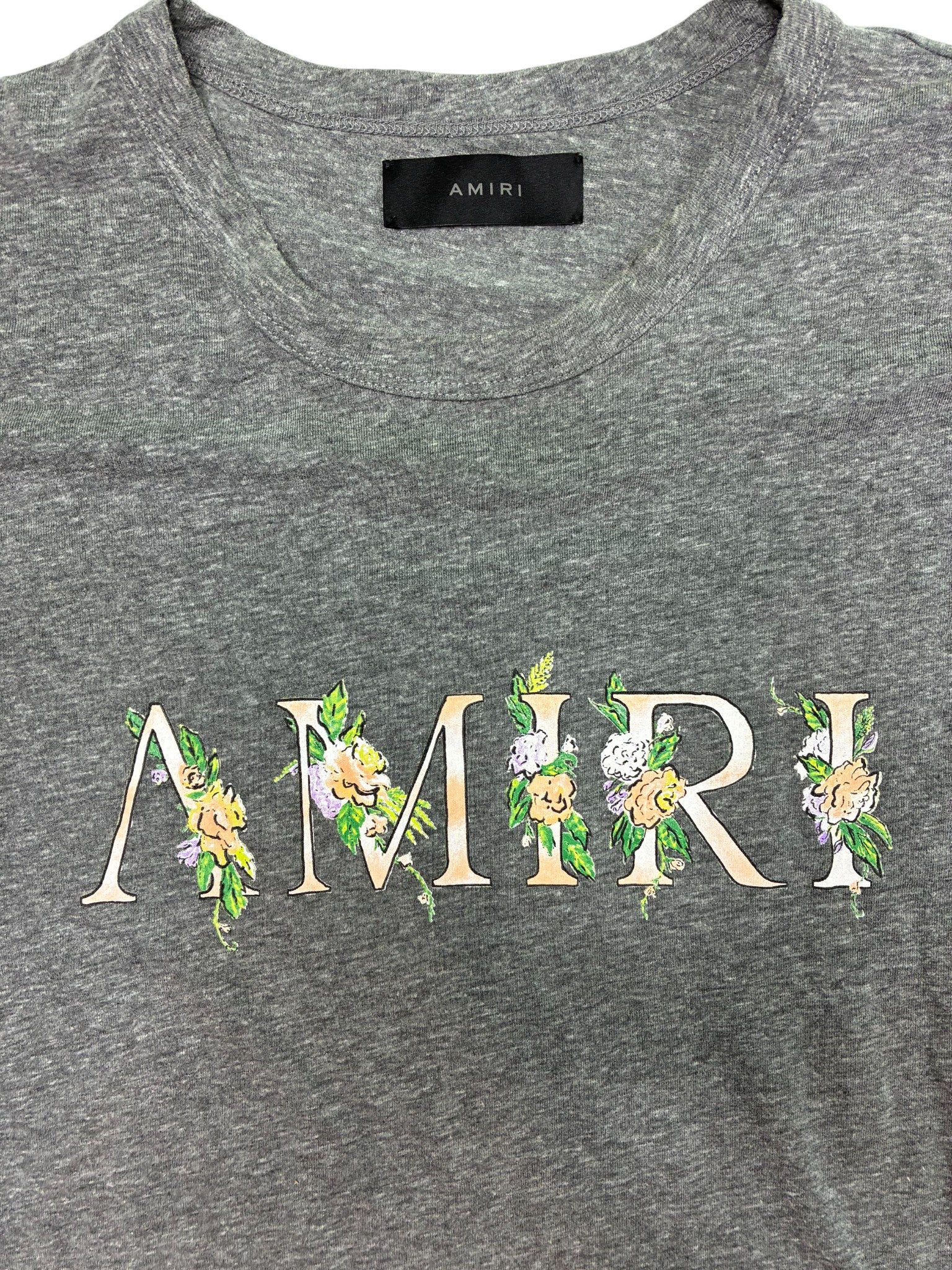 Amiri 'Floral Logo' Grey Tee
