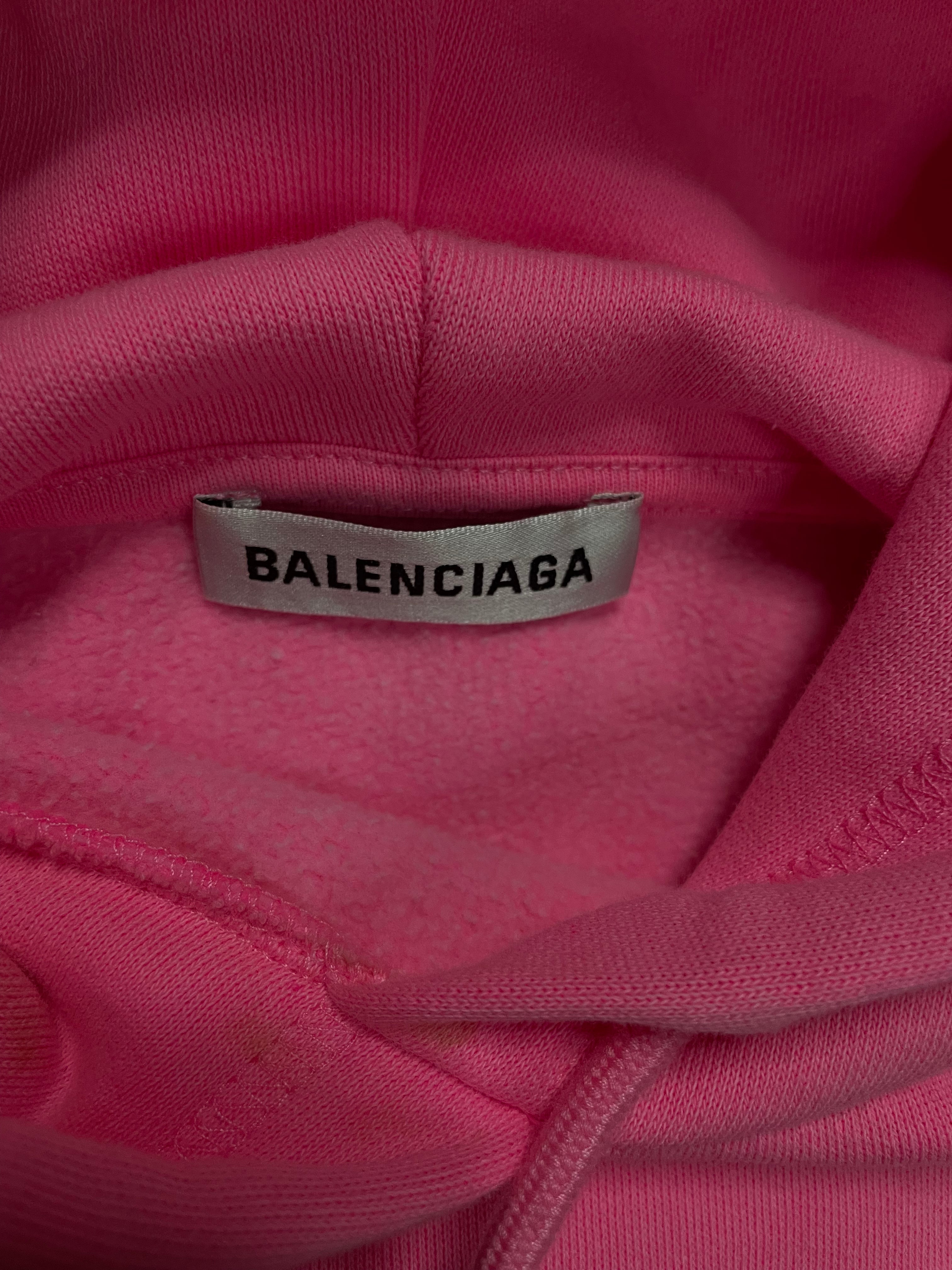Balenciaga Campaign Logo Hoodie Pink Medium New