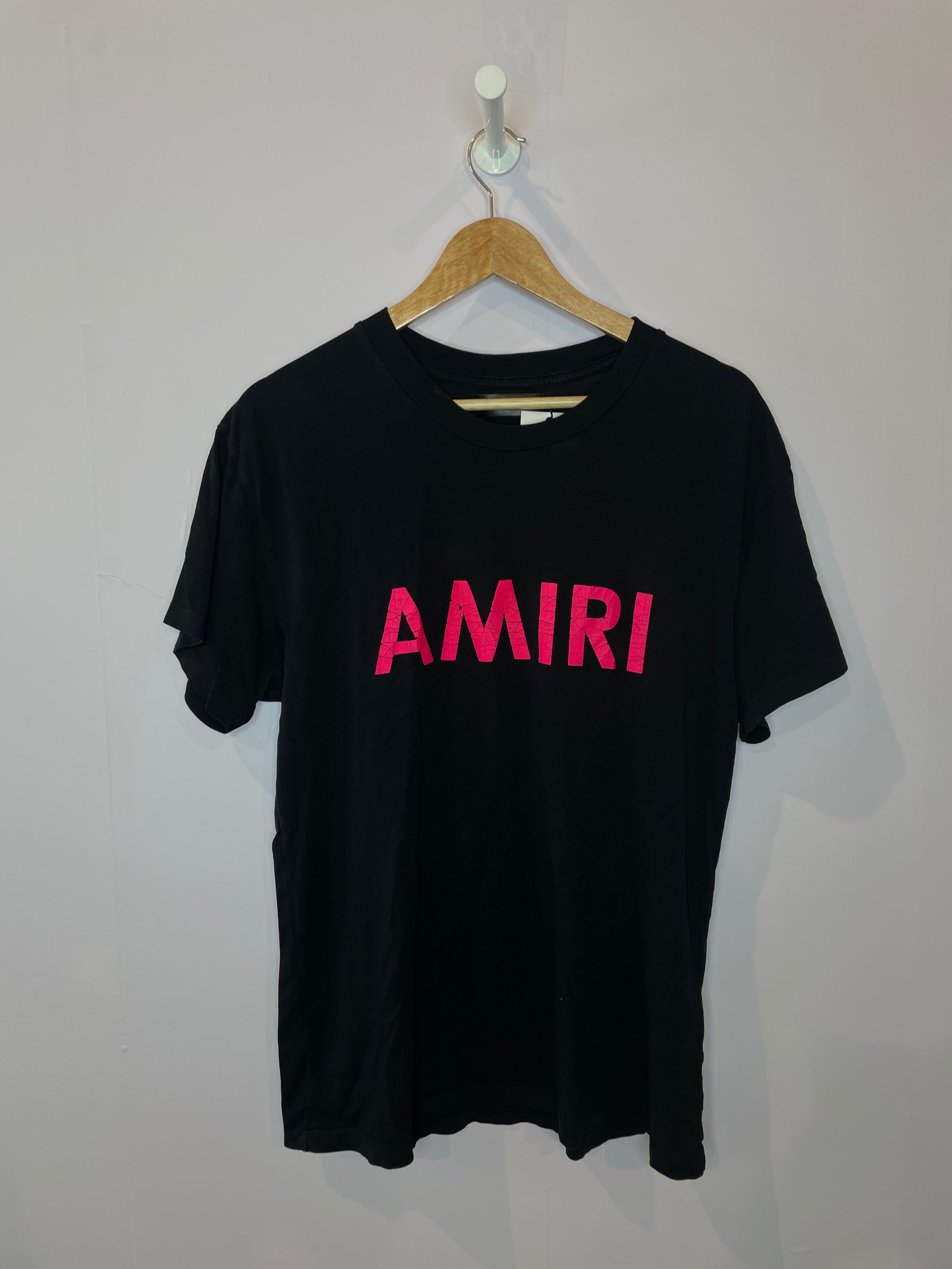 Amiri Pink Crackle Core Tee Black Used Small