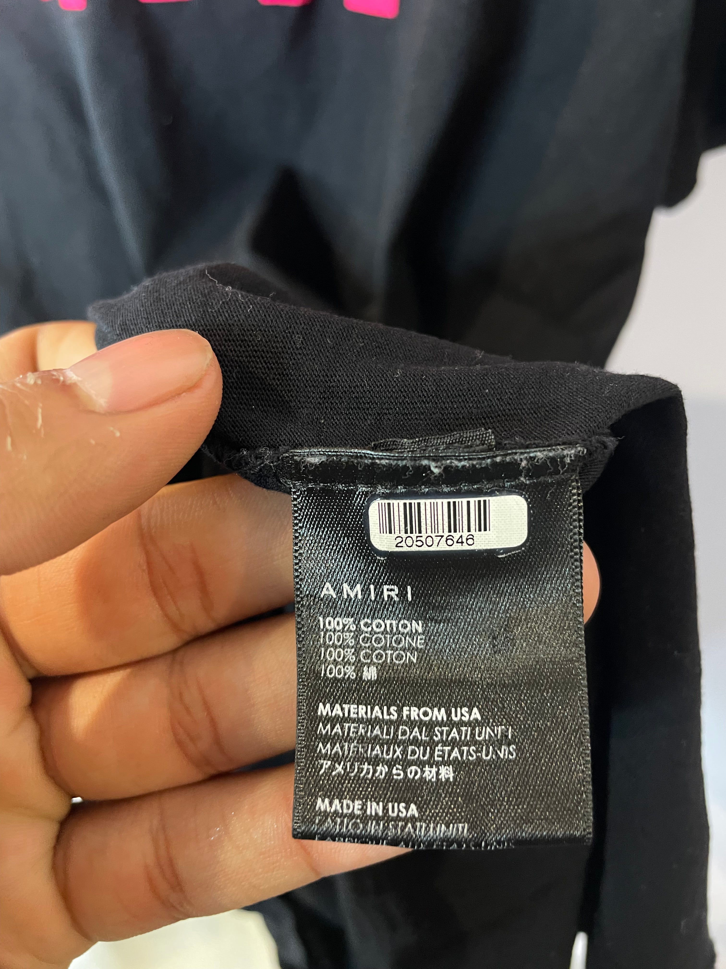 Amiri Pink Crackle Core Tee Black Used Small