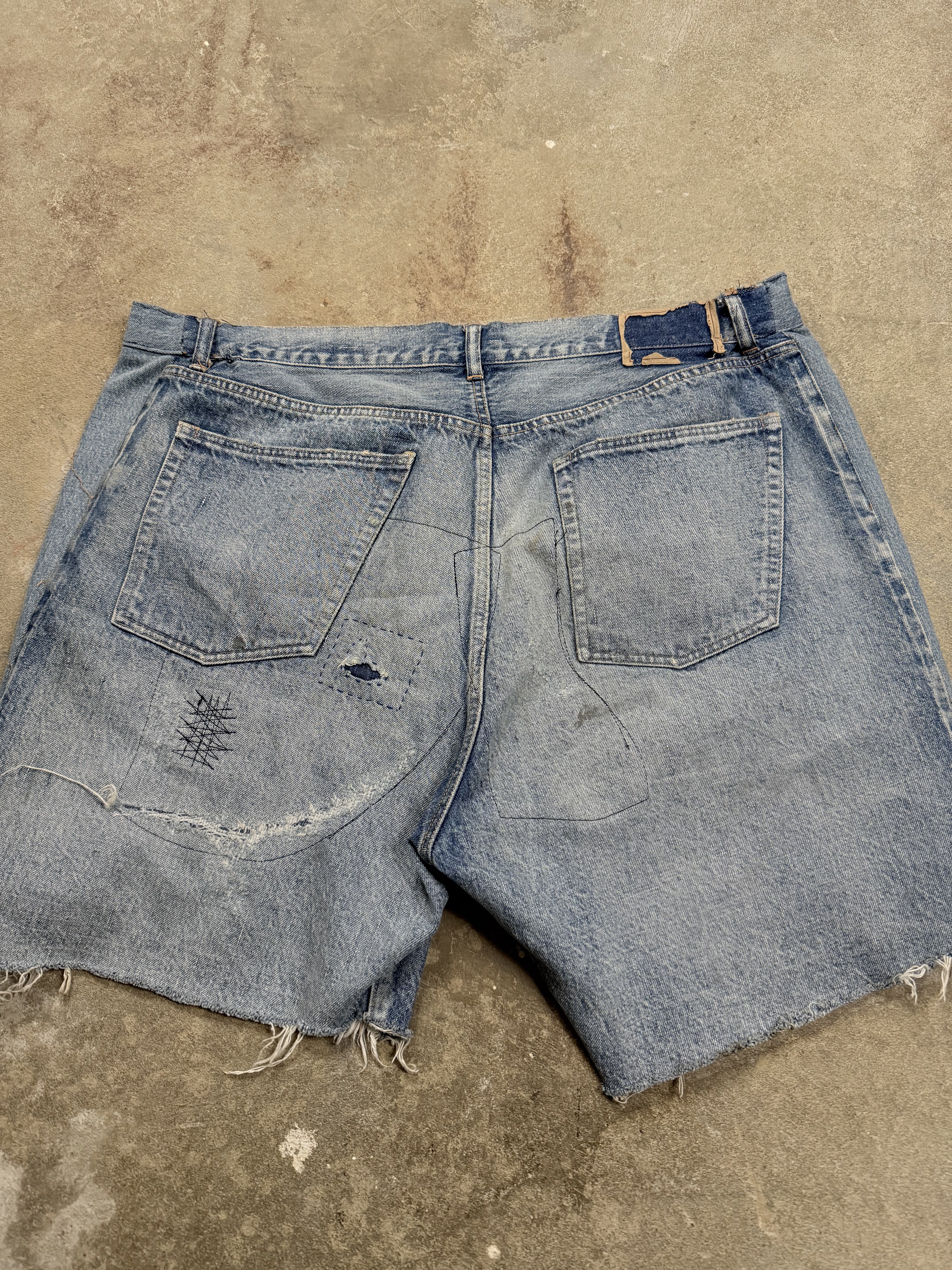 Saint Mxxxxxx Distressed Denim Shorts Used XL