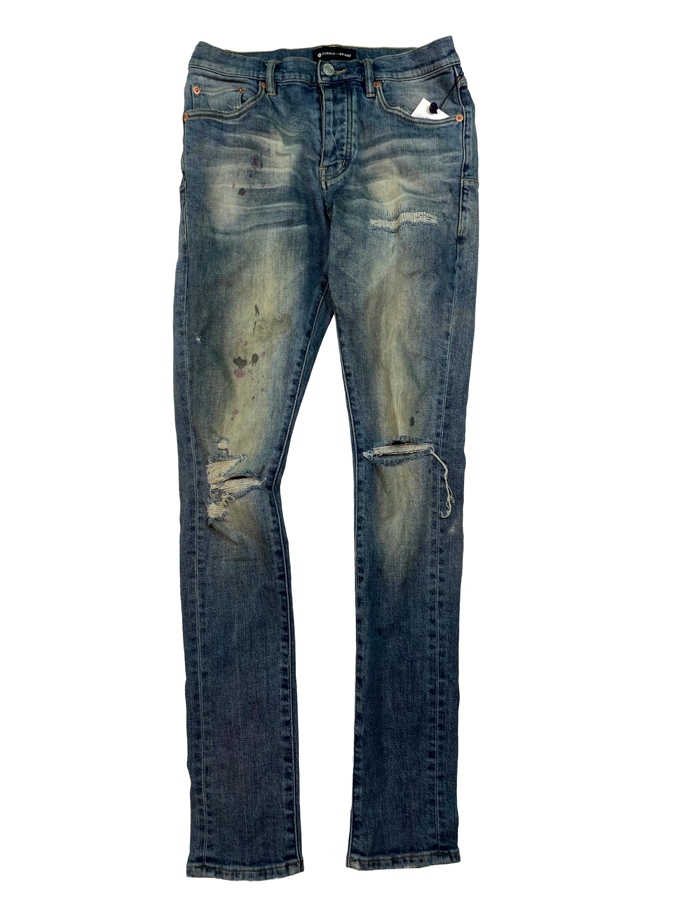 Purple Brand Knee Rip Dark Wash Jeans