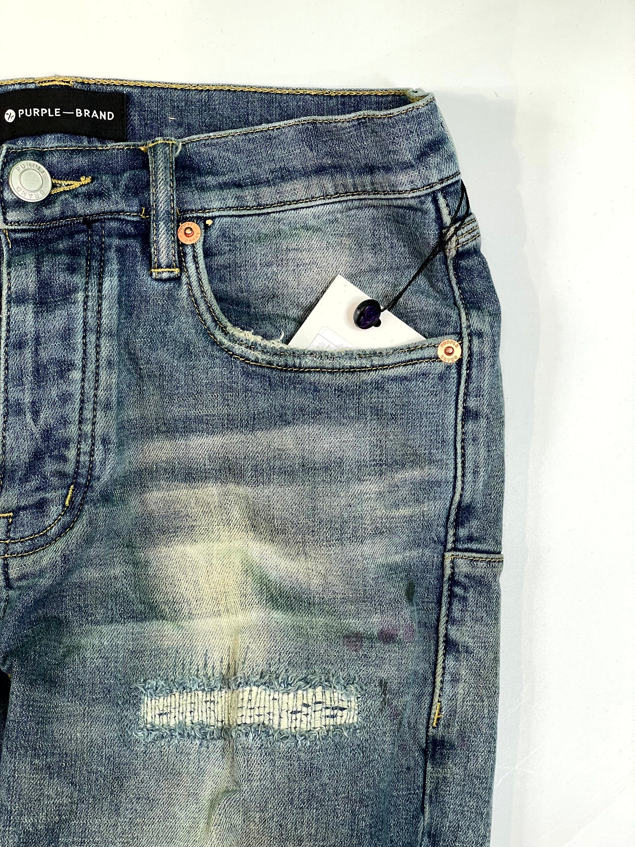Purple Brand Knee Rip Dark Wash Jeans