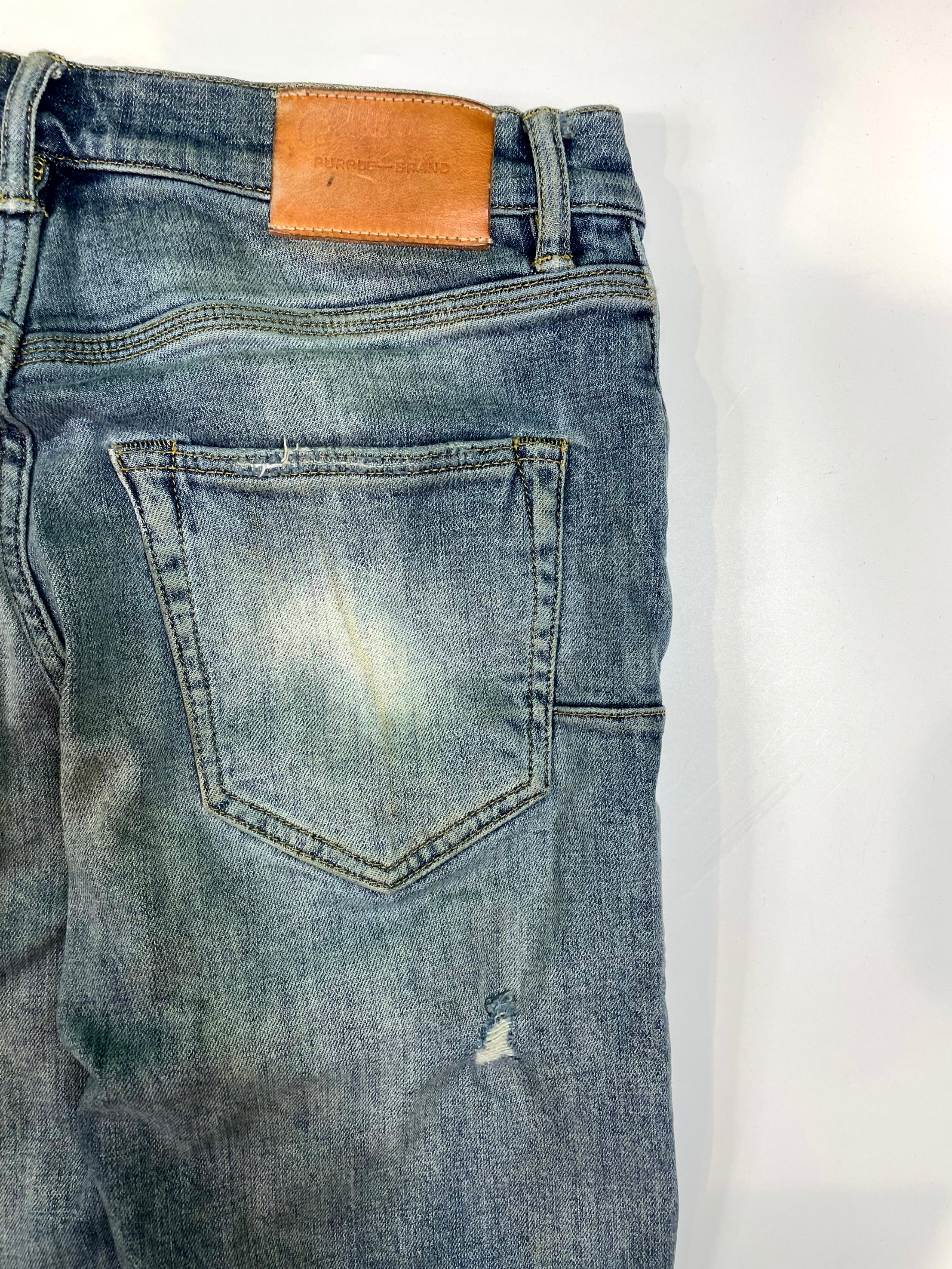 Purple Brand Knee Rip Dark Wash Jeans