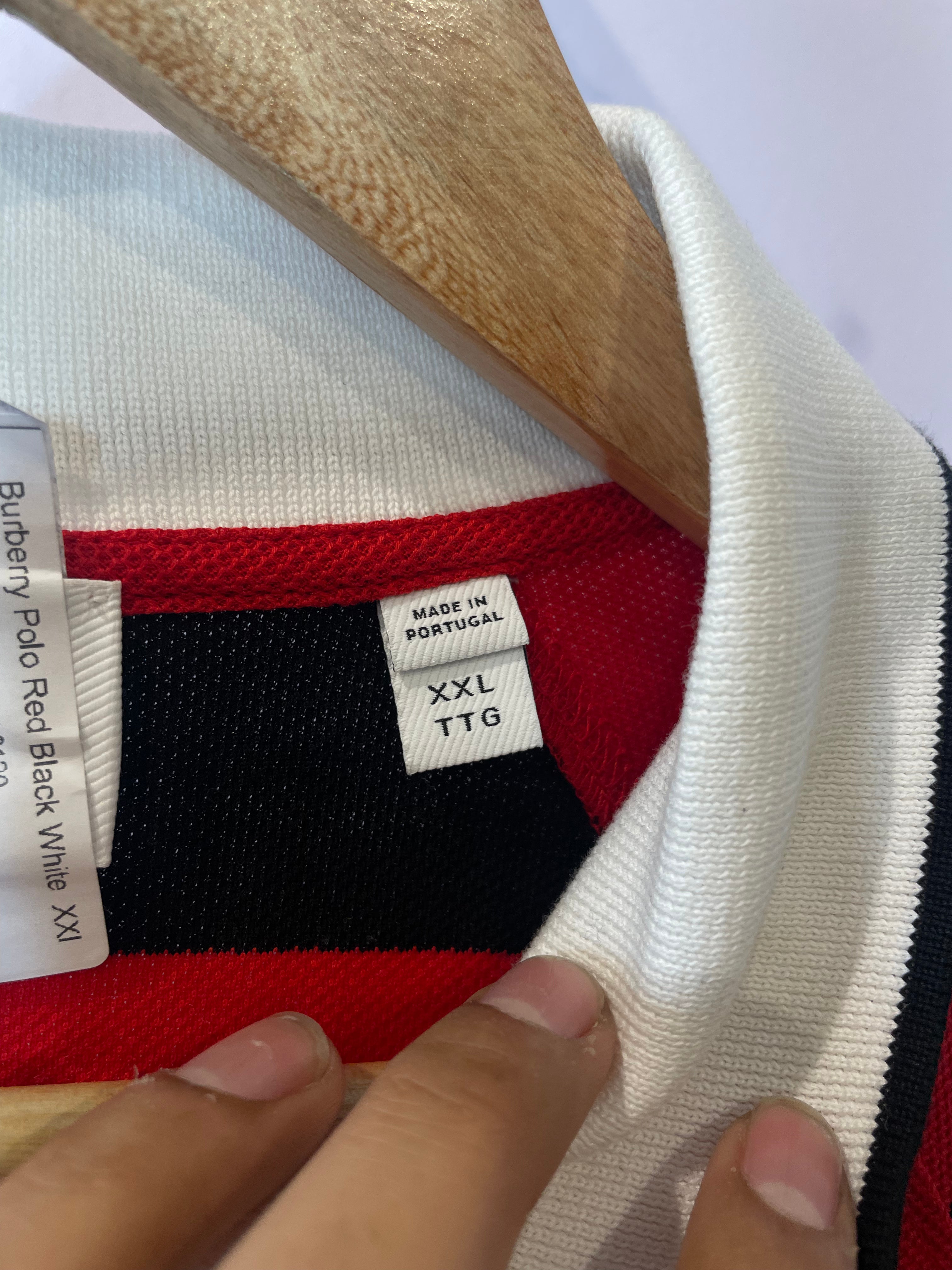 Burberry Polo Red Black White Used XXL