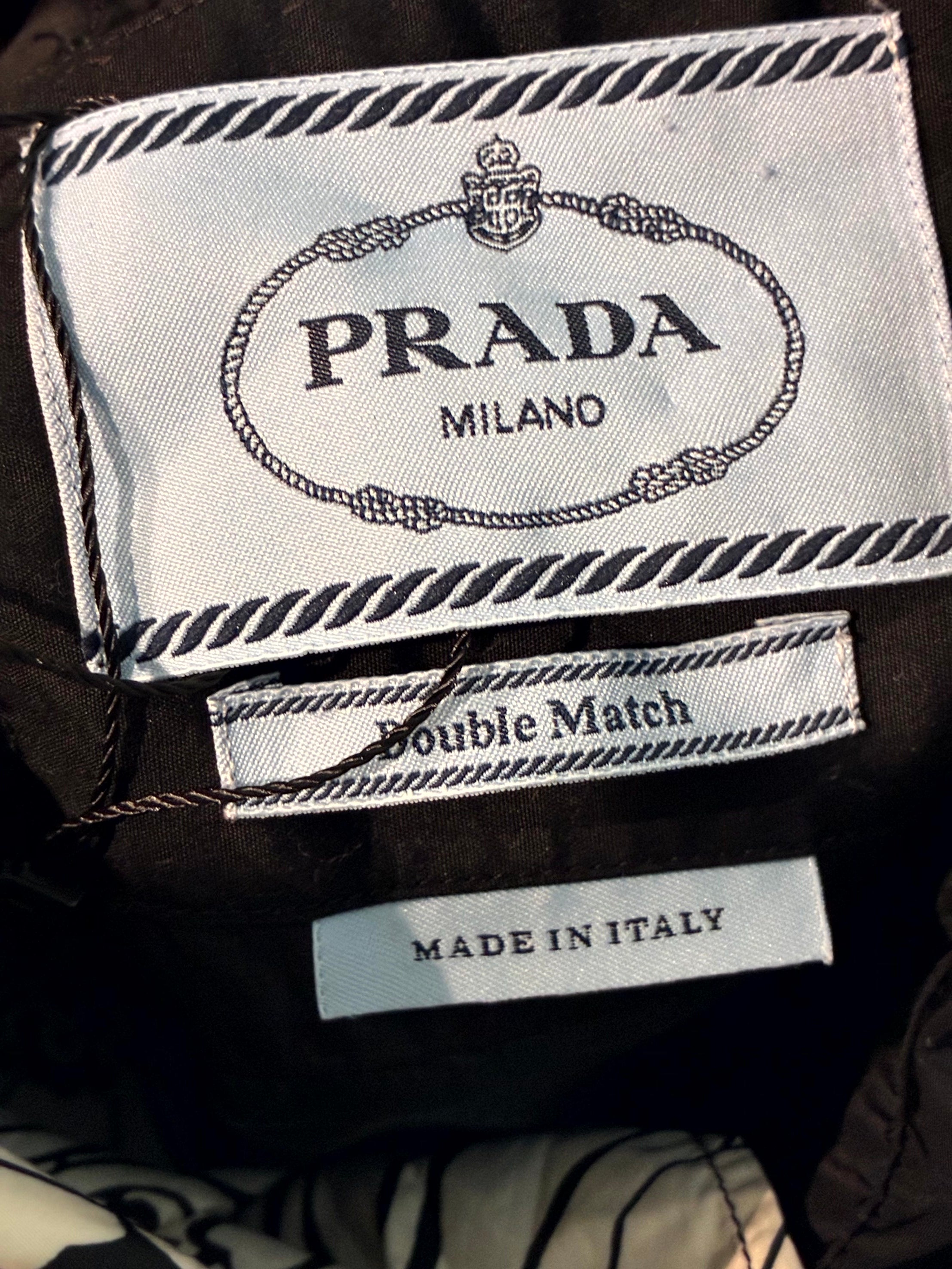 Prada Nylon Button Up Flames Black & Multicolor Shirt