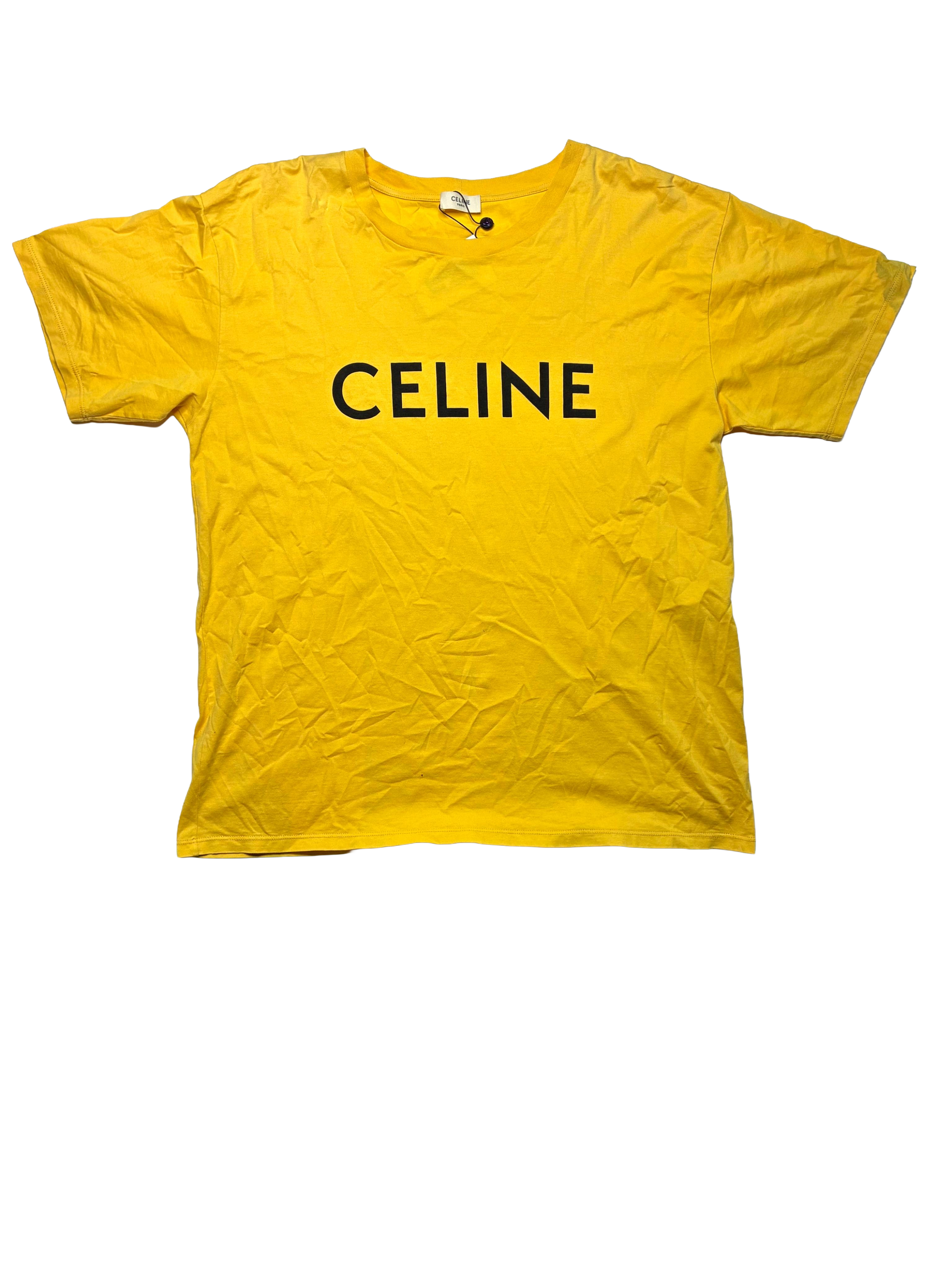 Celine Spellout Logo Yellow & Black Tee