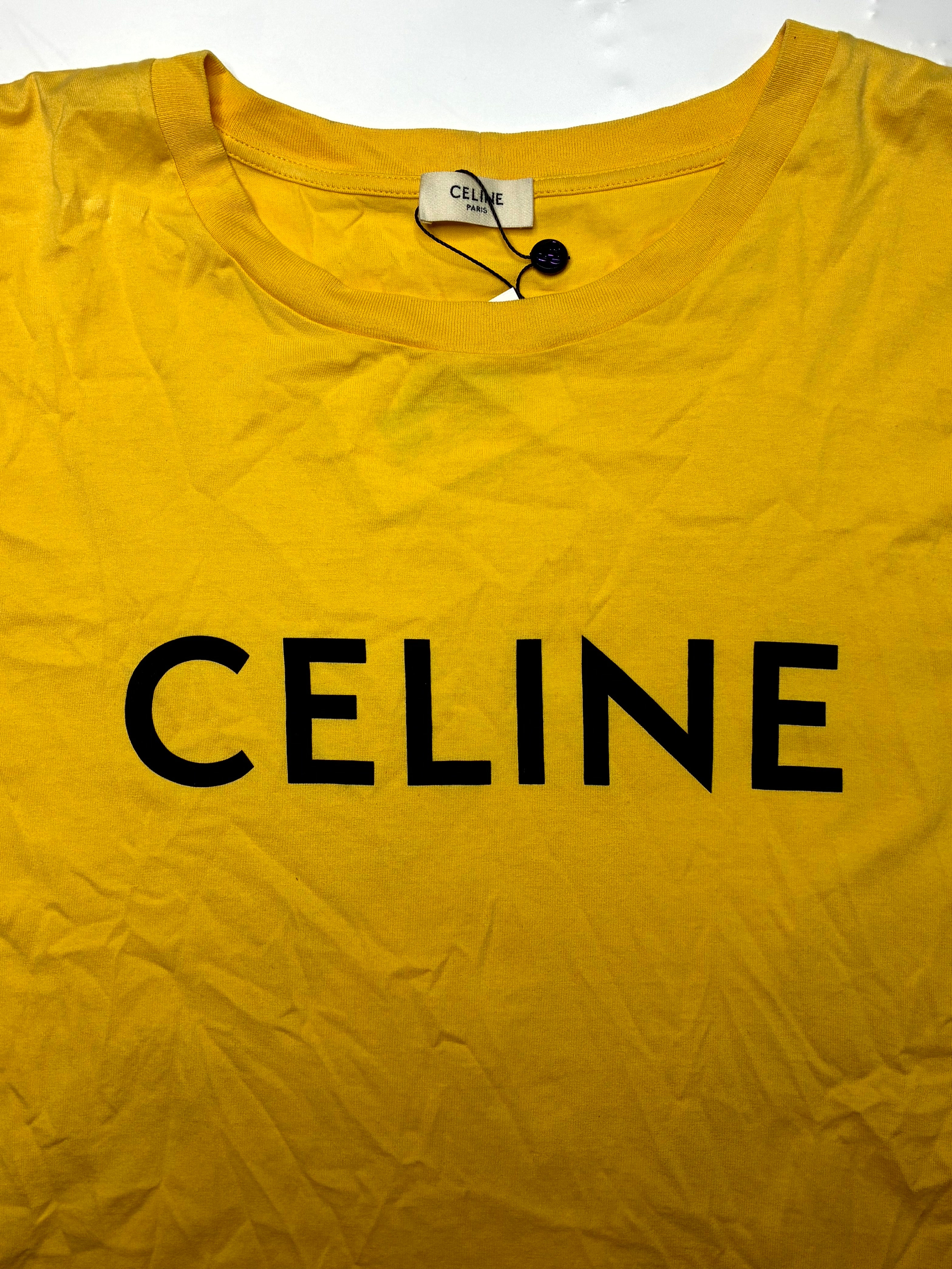 Celine Spellout Logo Yellow & Black Tee