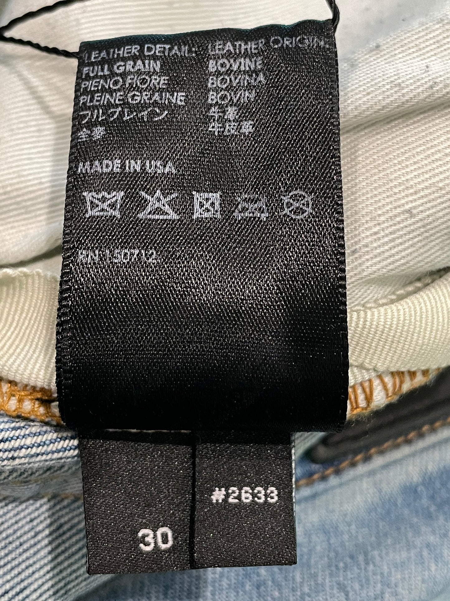 Amiri MX1 Orange Crackle Patch Light Wash Blue Jeans