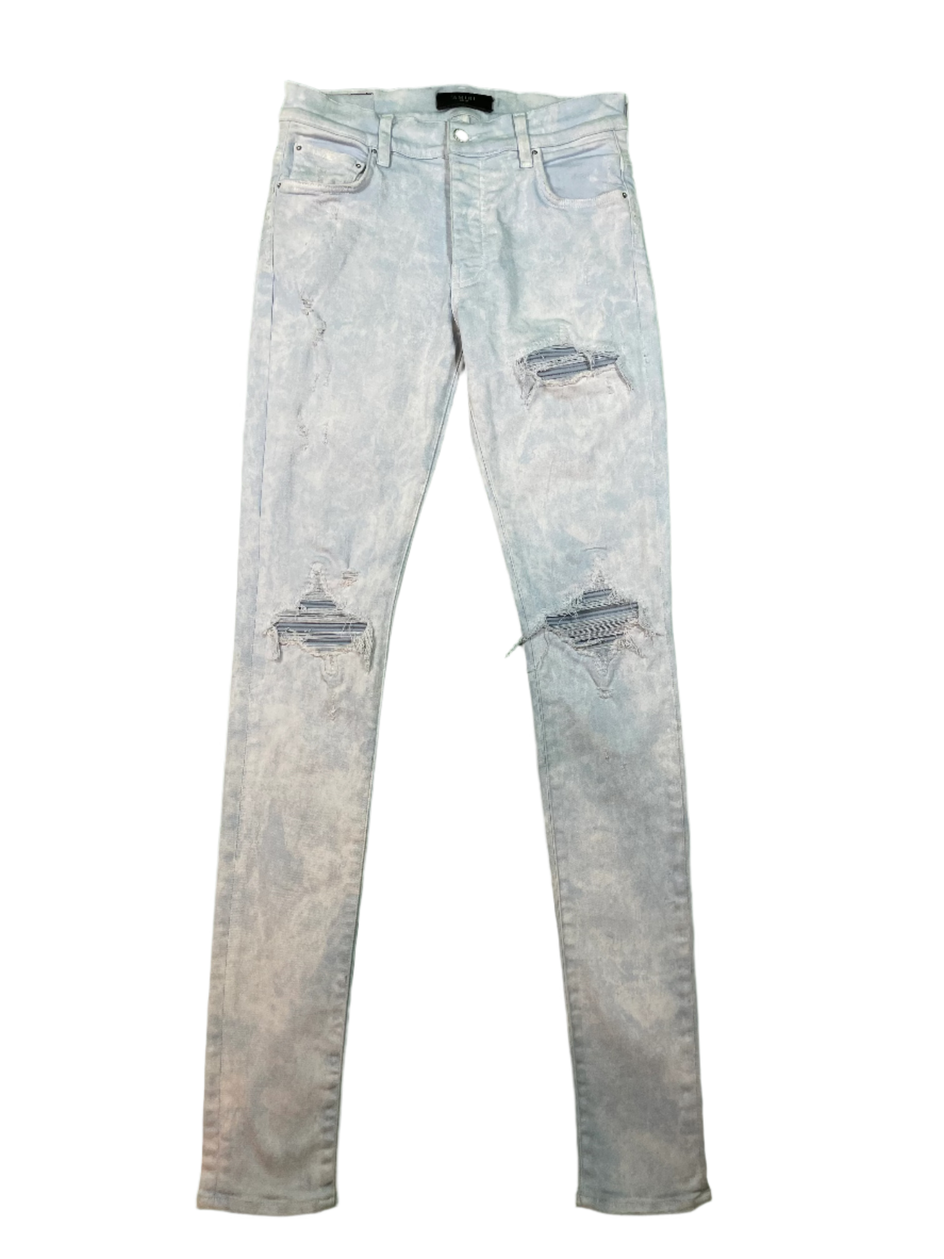 Amiri MX1 Ripped Powder Blue Jeans