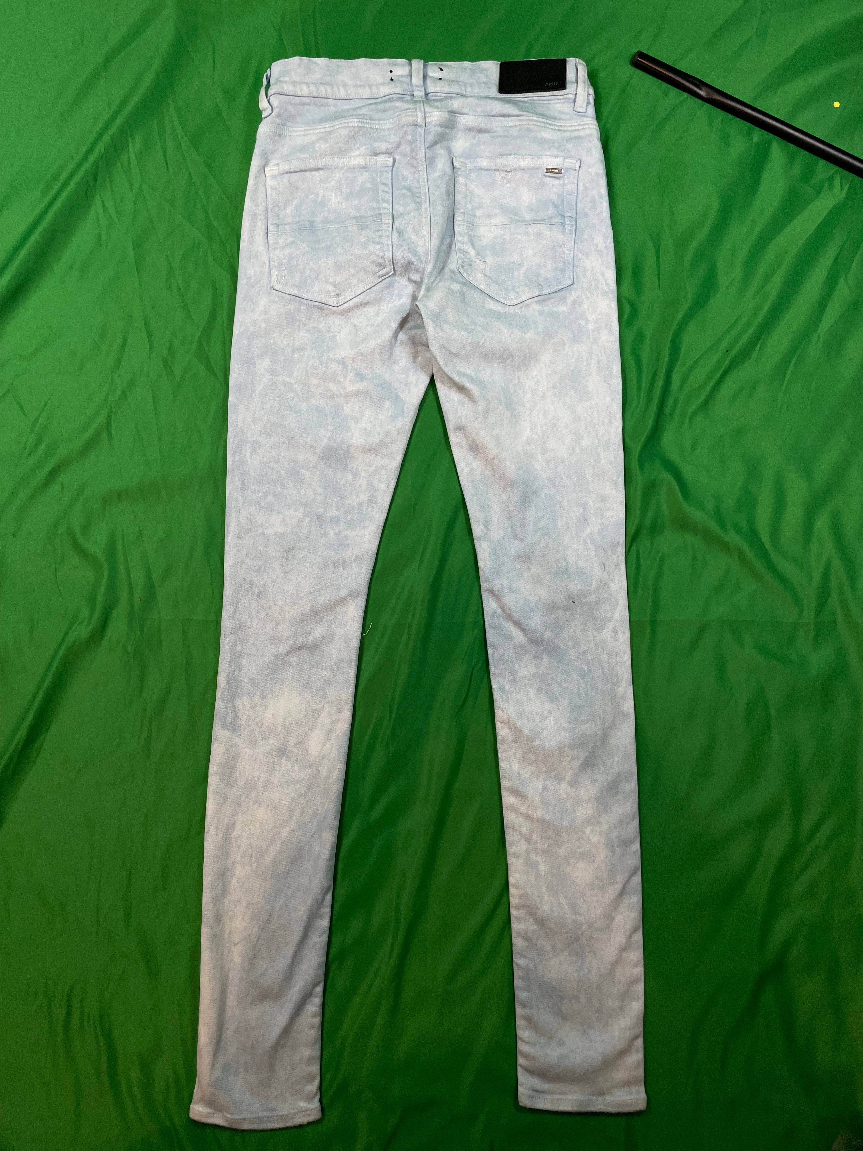 Amiri MX1 Ripped Powder Blue Jeans