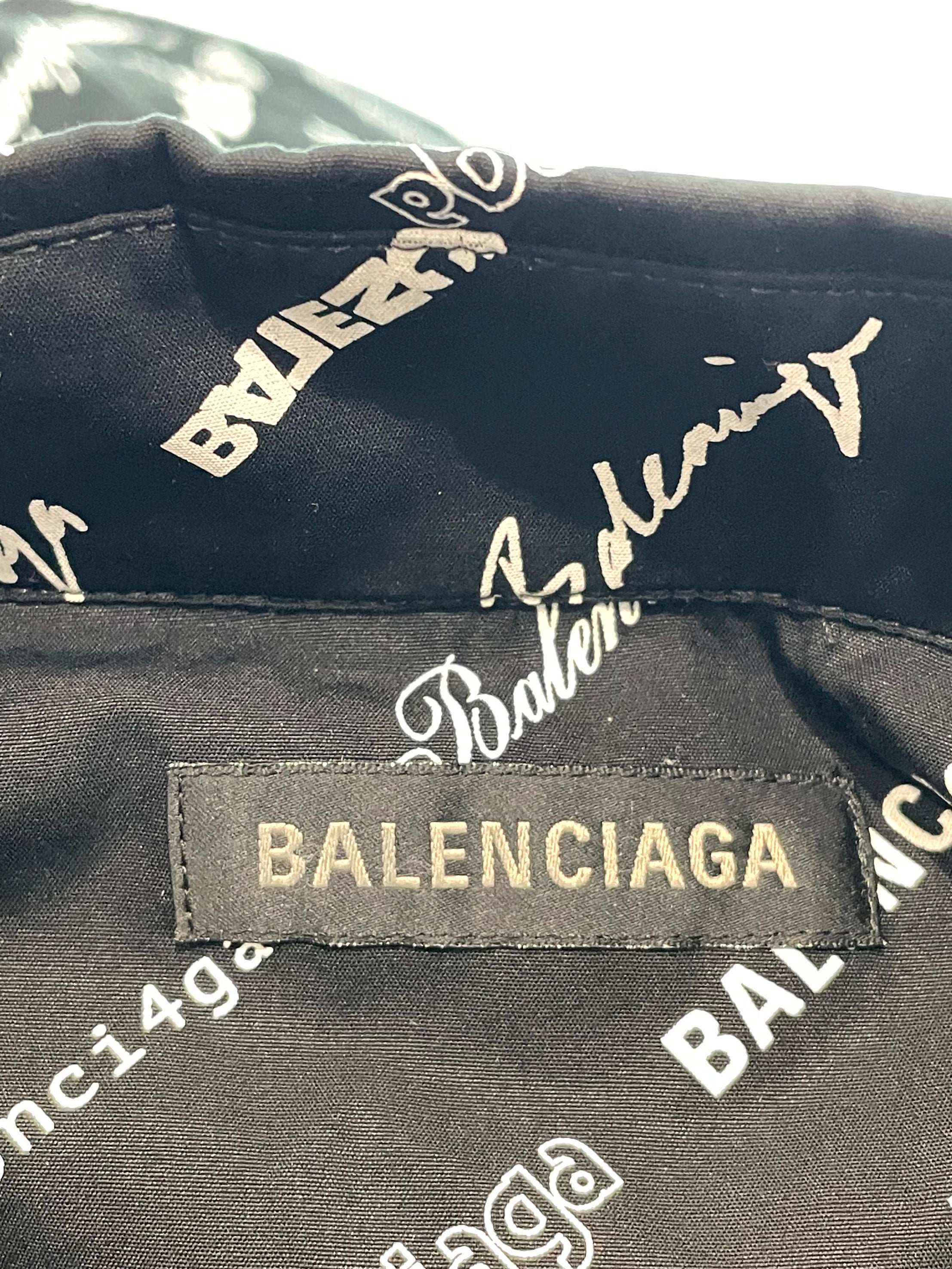 Balenciaga Multi Logo White & Black Button Up LS Shirt