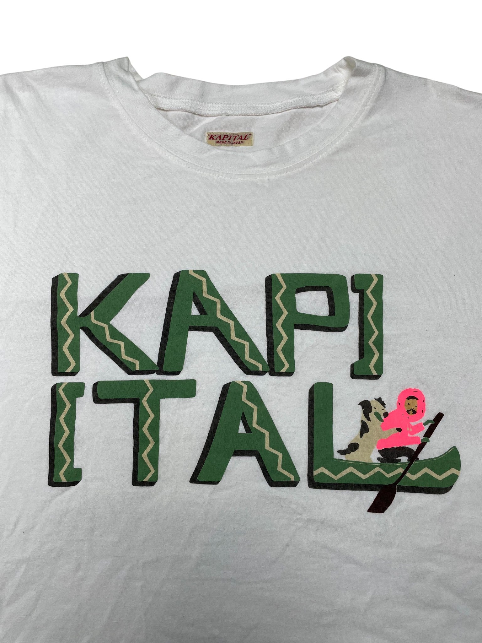Kapital Jersey with Canoe KAPITAL Print Green T-Shirt