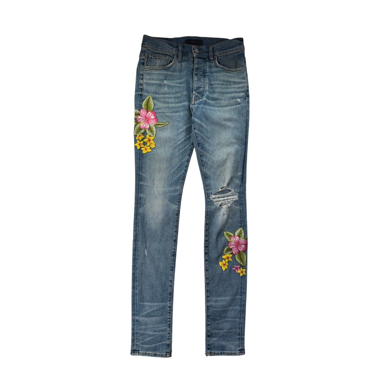 Amiri Flower Light Wash Jeans