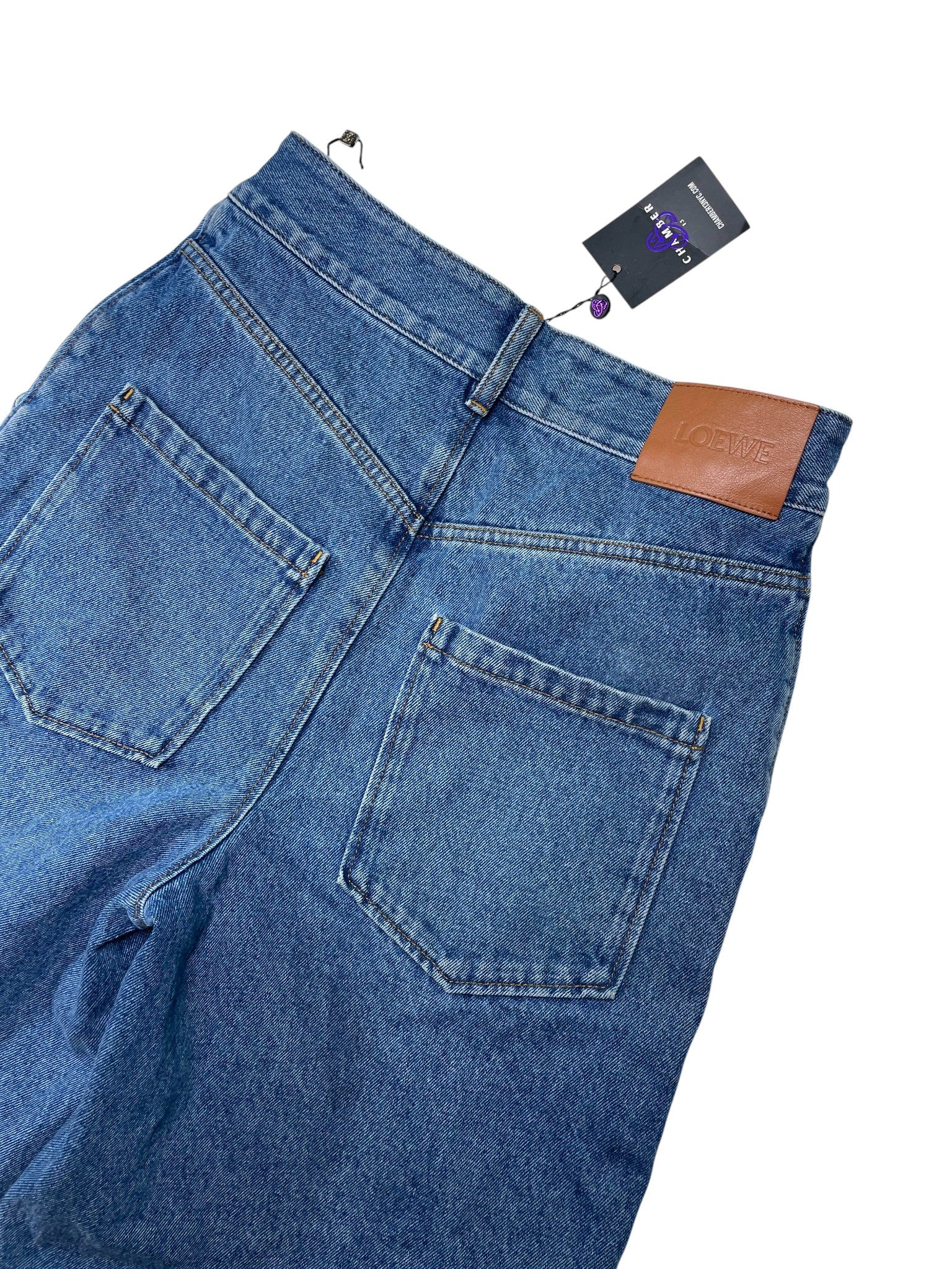 Loewe Knee Anagram Light Wash Shorts