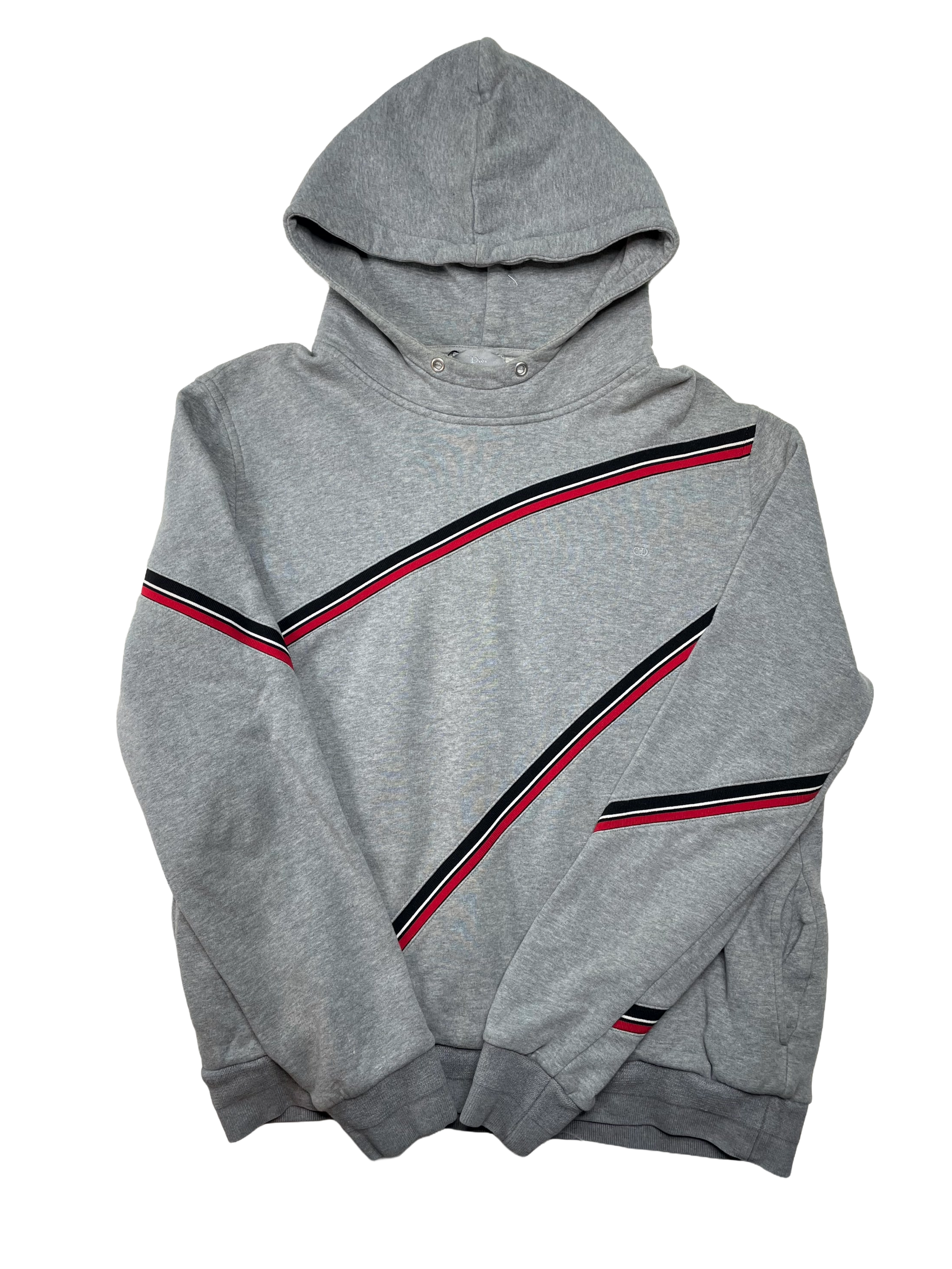 Dior Stripe CD Logo Grey, Red & Black Hoodie