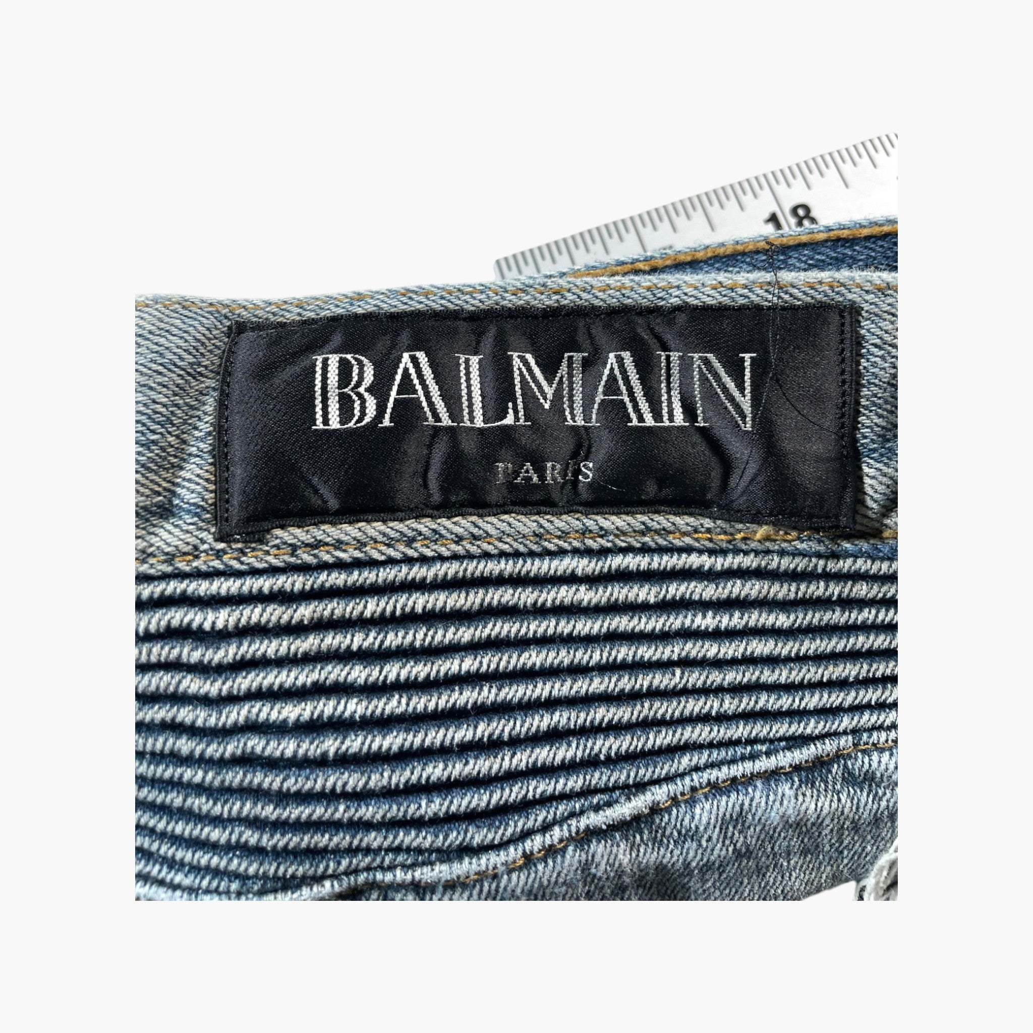 Balmain Distressed Biker Light Wash Jeans