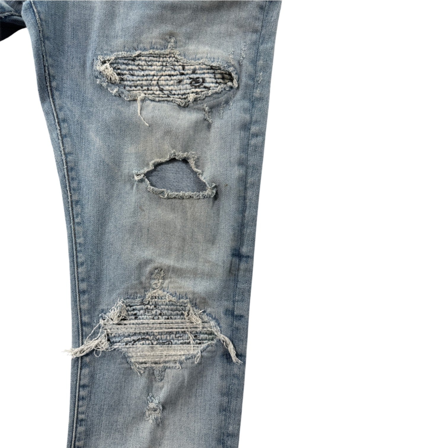 Amiri "MX1" Paisley Patch Light Wash & Baby Blue Jeans