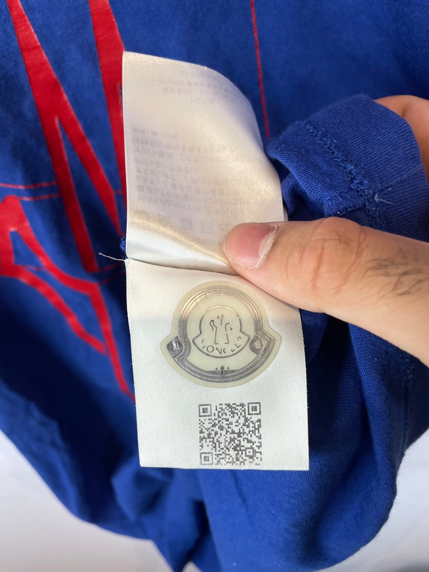Moncler M Logo Tee Blue Orange Used Medium