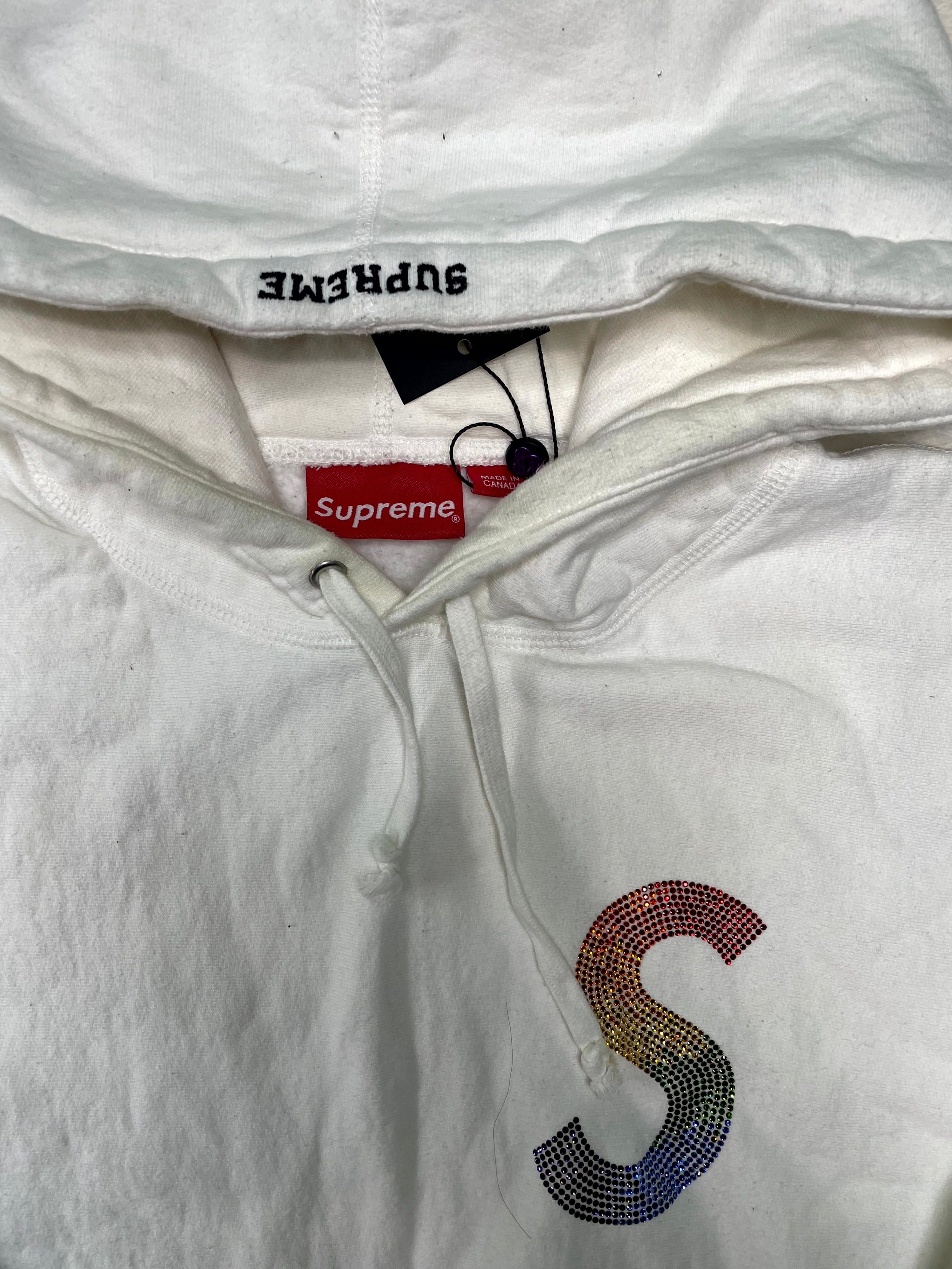 Supreme Swarovski S Logo White & Multicolor Hoodie