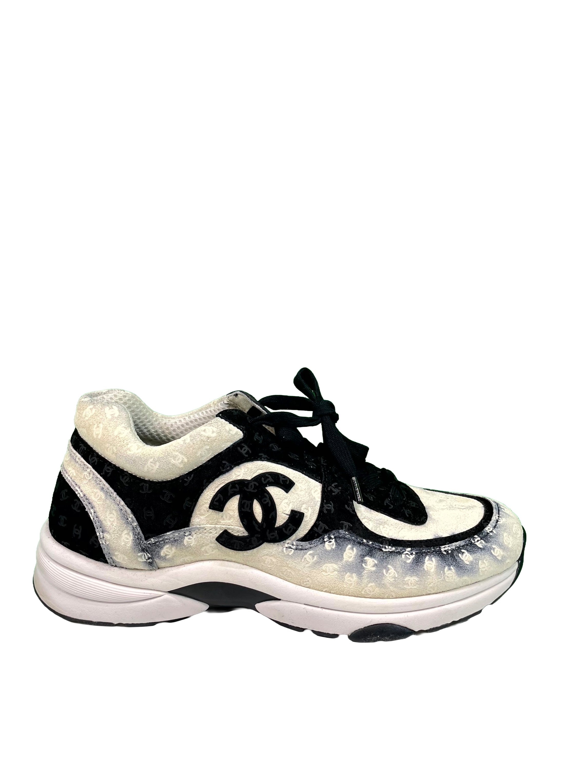 Chanel Monogram Black & Cream Sneakers
