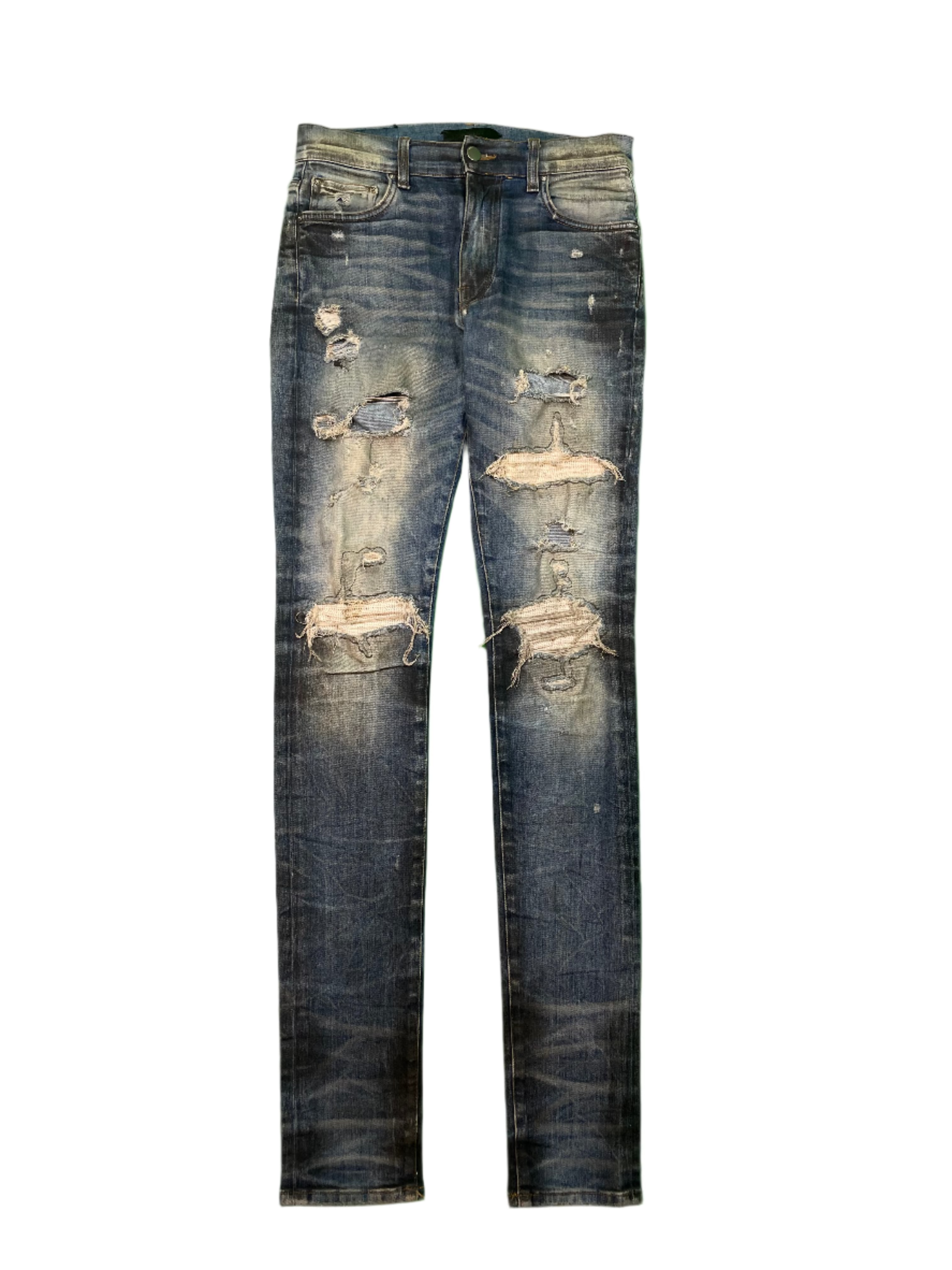 Amiri Thrasher Wool Patch Blue Jeans