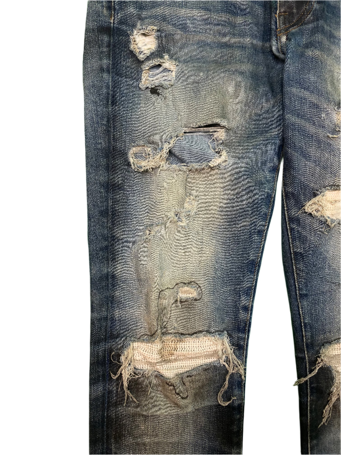 Amiri Thrasher Wool Patch Blue Jeans