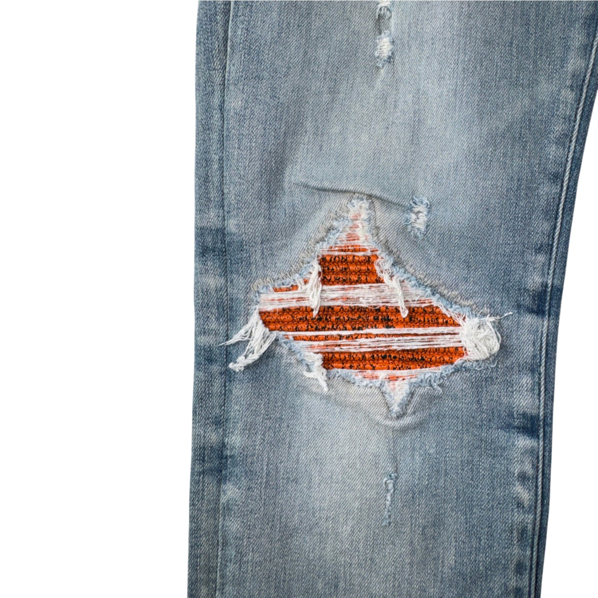Amiri "MX1" Crackle Light Wash & Orange Jeans