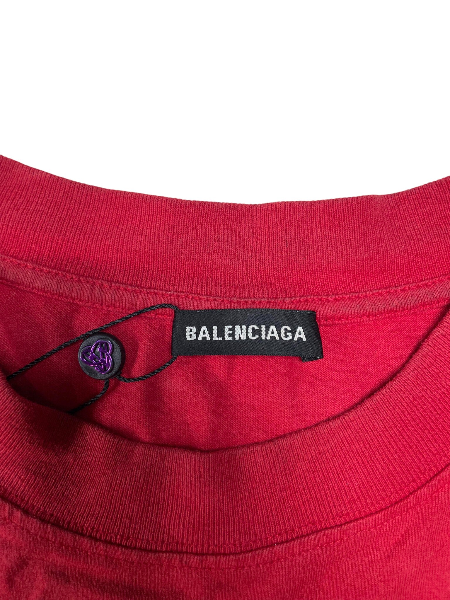Balenciaga 'Small Logo' Red & Black Tee