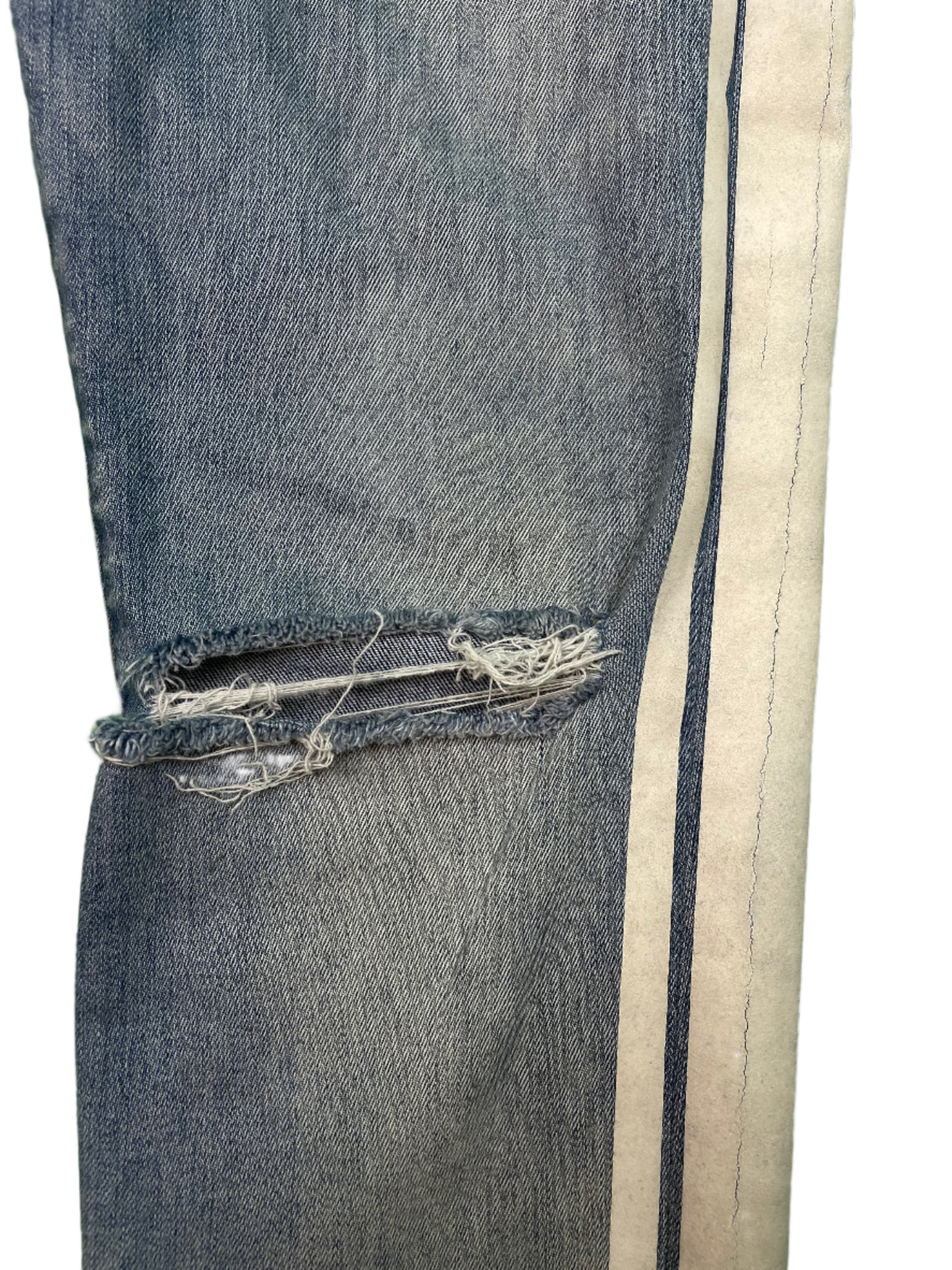 Amiri Light Wash White Stripe Blue Jeans