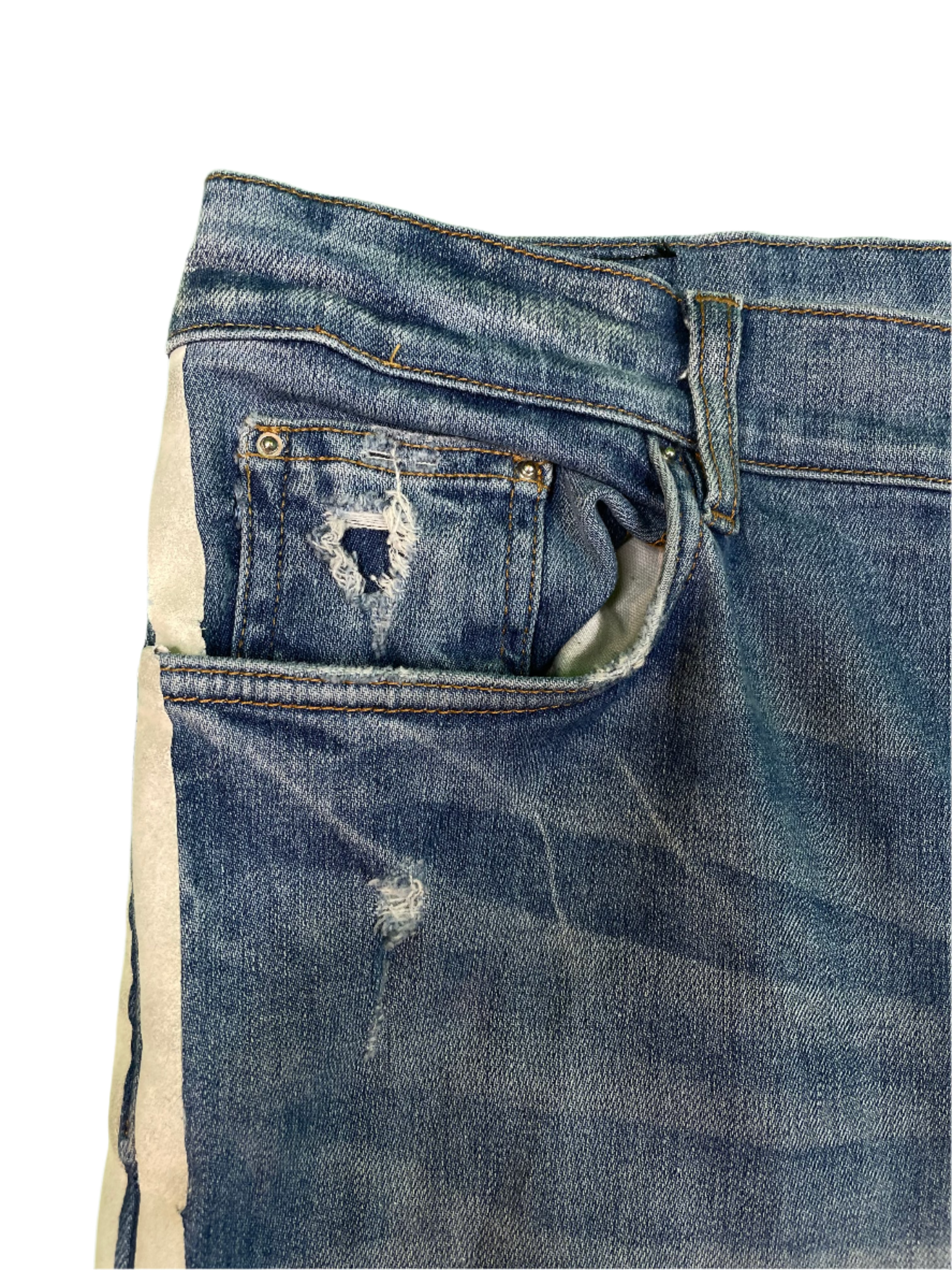 Amiri Light Wash White Stripe Blue Jeans