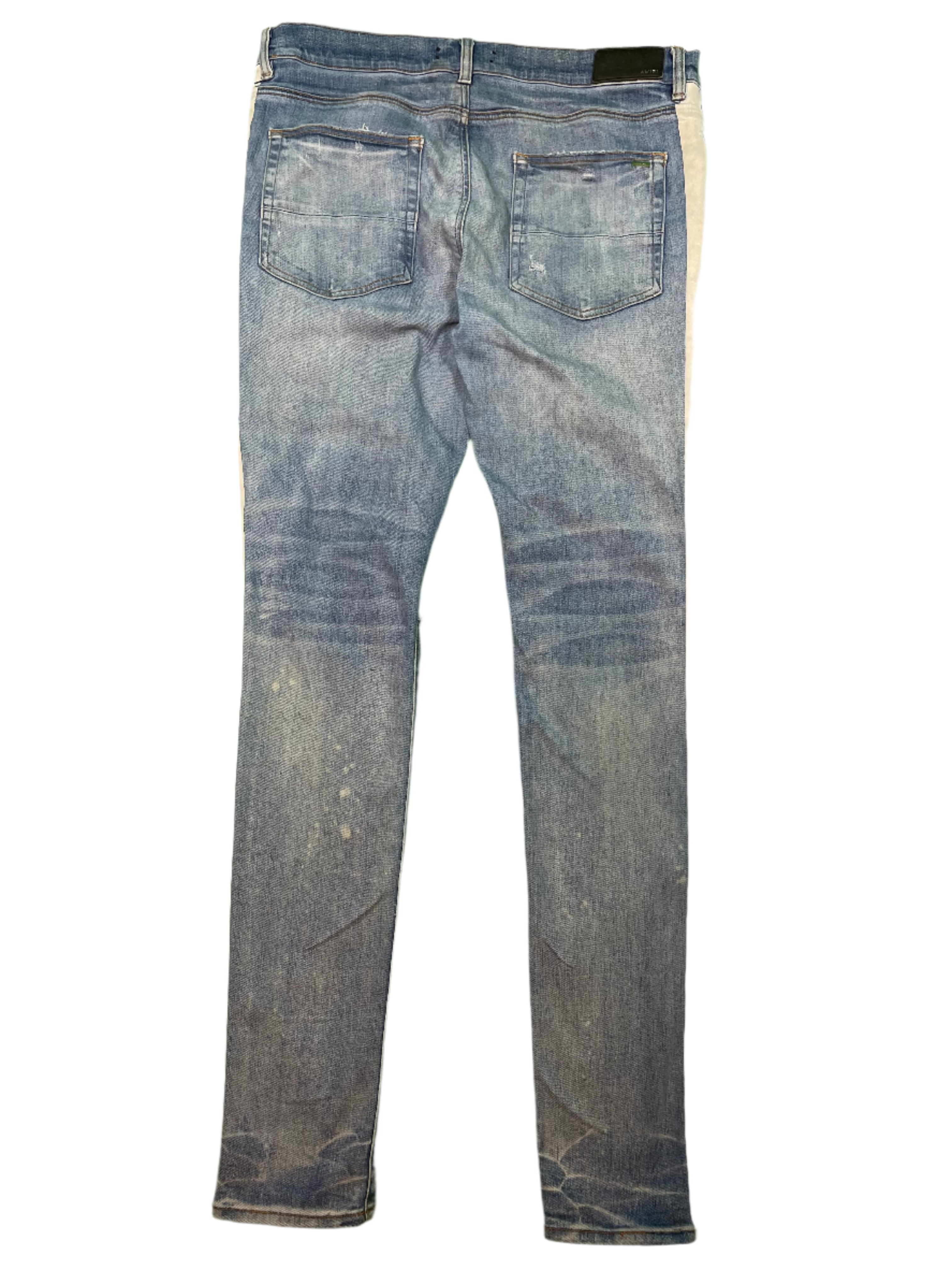 Amiri Light Wash White Stripe Blue Jeans