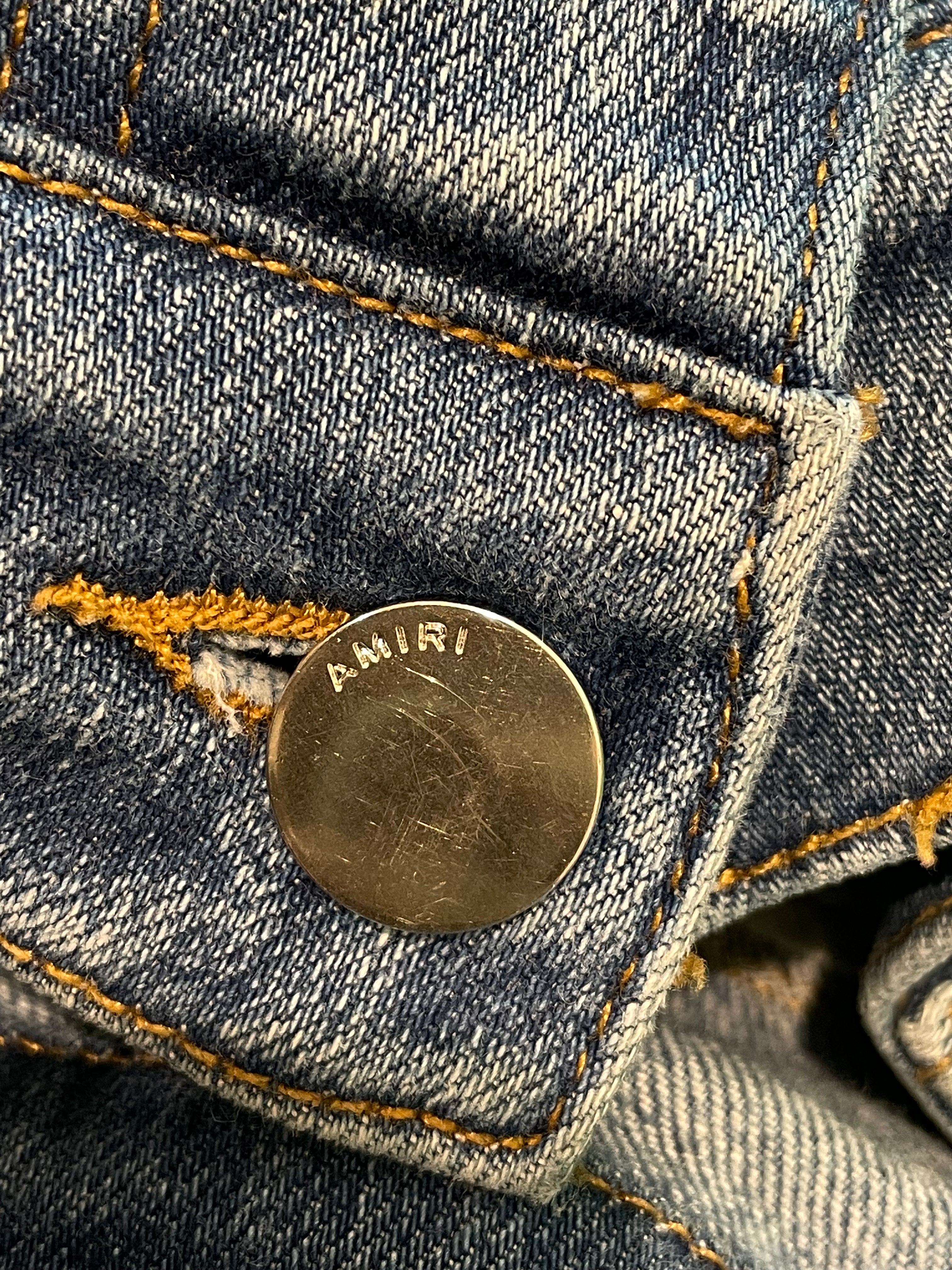 Amiri Light Wash White Stripe Blue Jeans