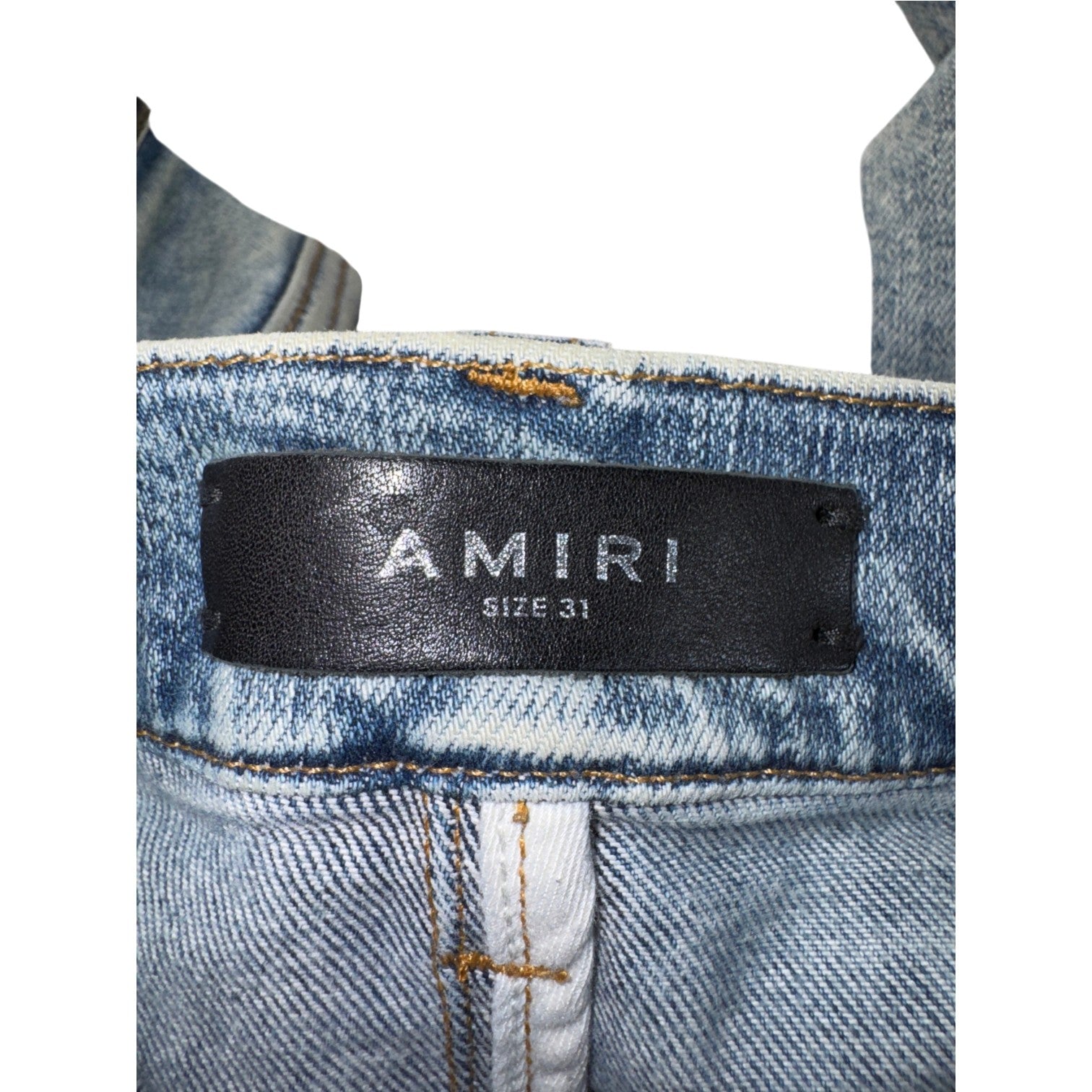 Amiri Button Snap Flare Stacked Light Wash Jeans