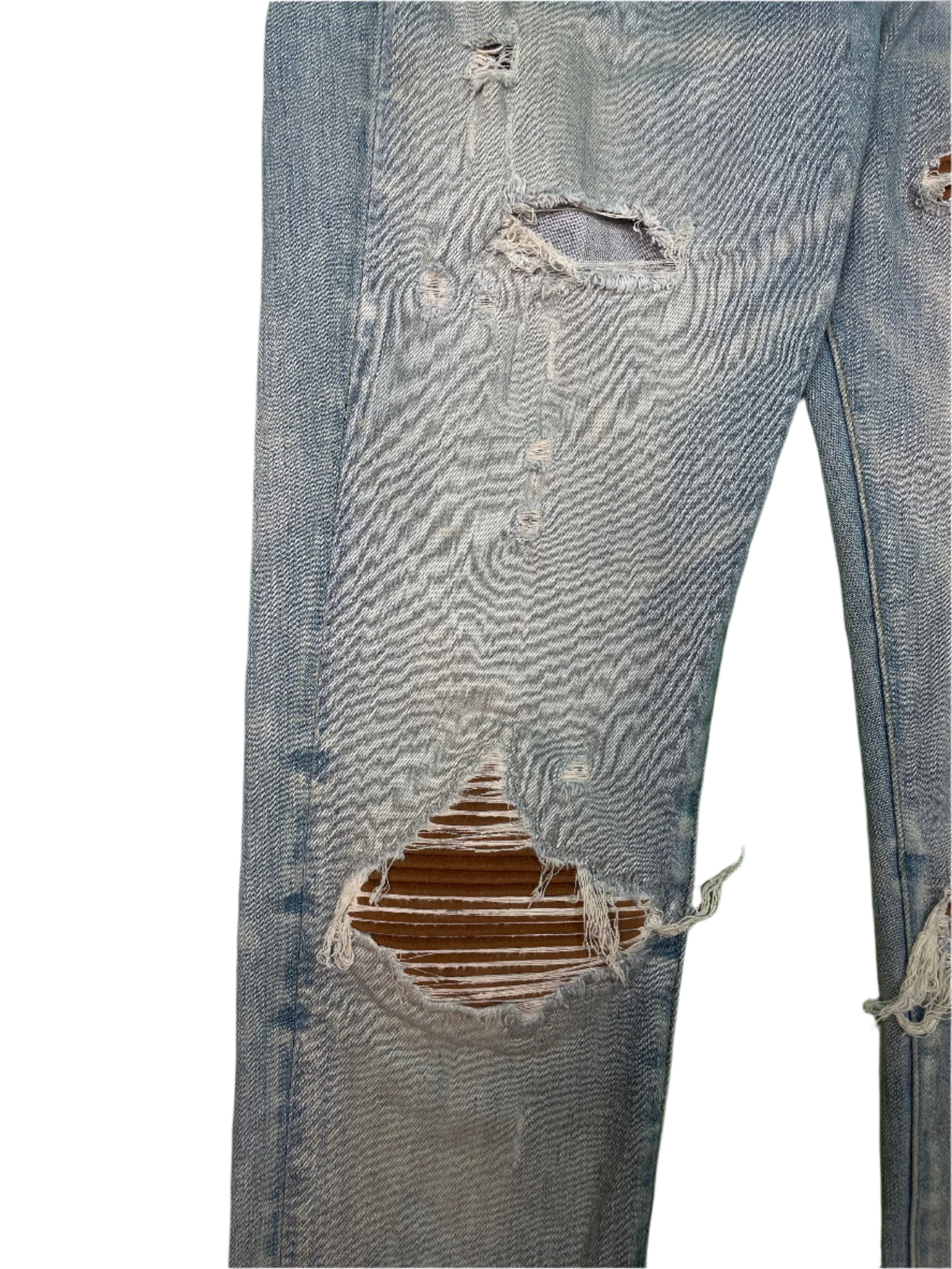 Amiri MX1 Brown Clay Patch Vintage Wash Blue Jeans