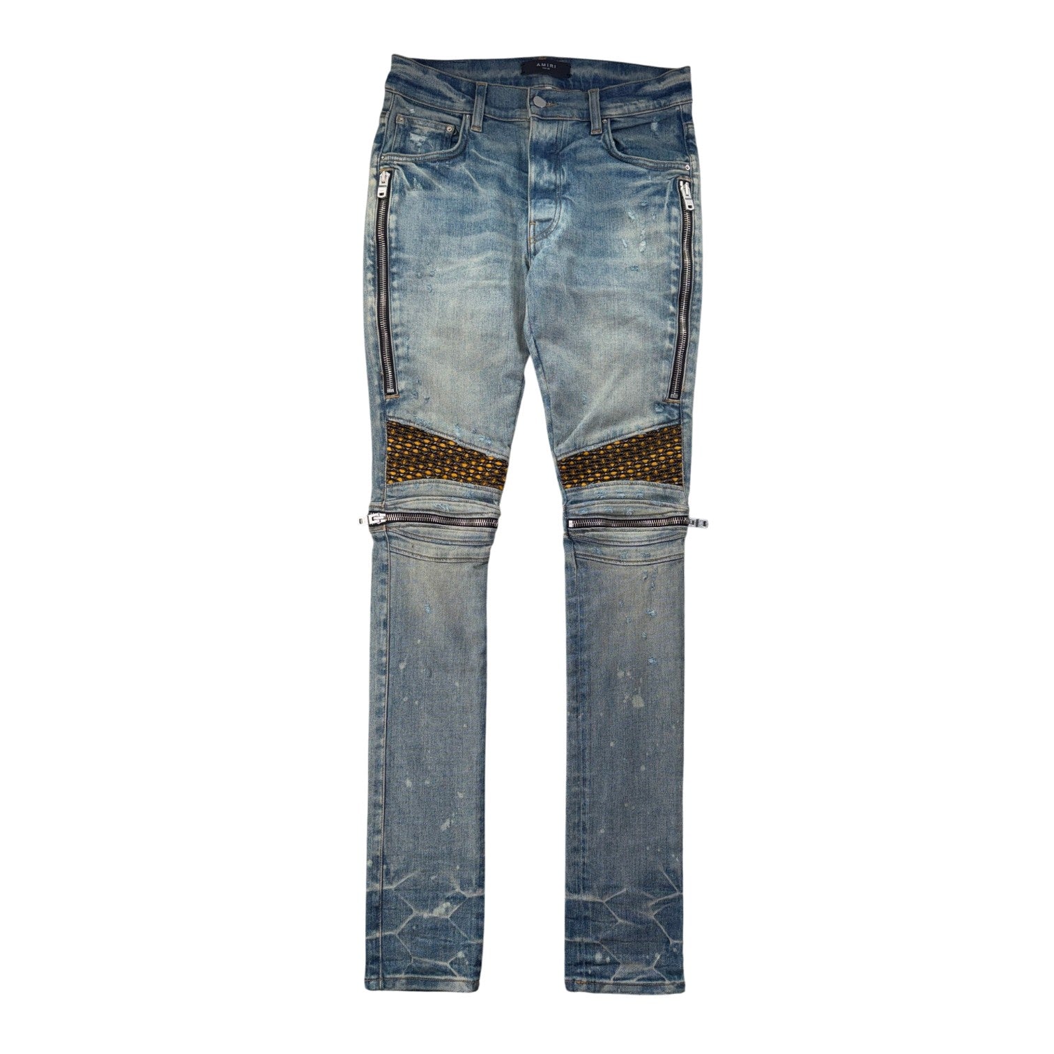 Amiri "MX2" Honeycomb Light Wash, Brown & Yellow Jeans