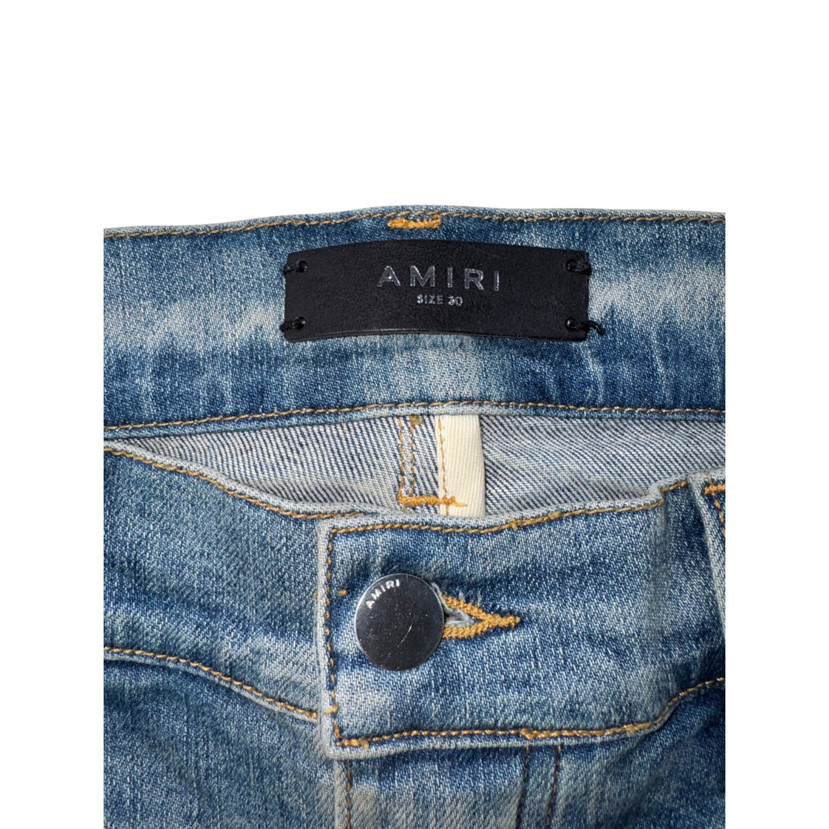 Amiri "MX2" Honeycomb Light Wash, Brown & Yellow Jeans
