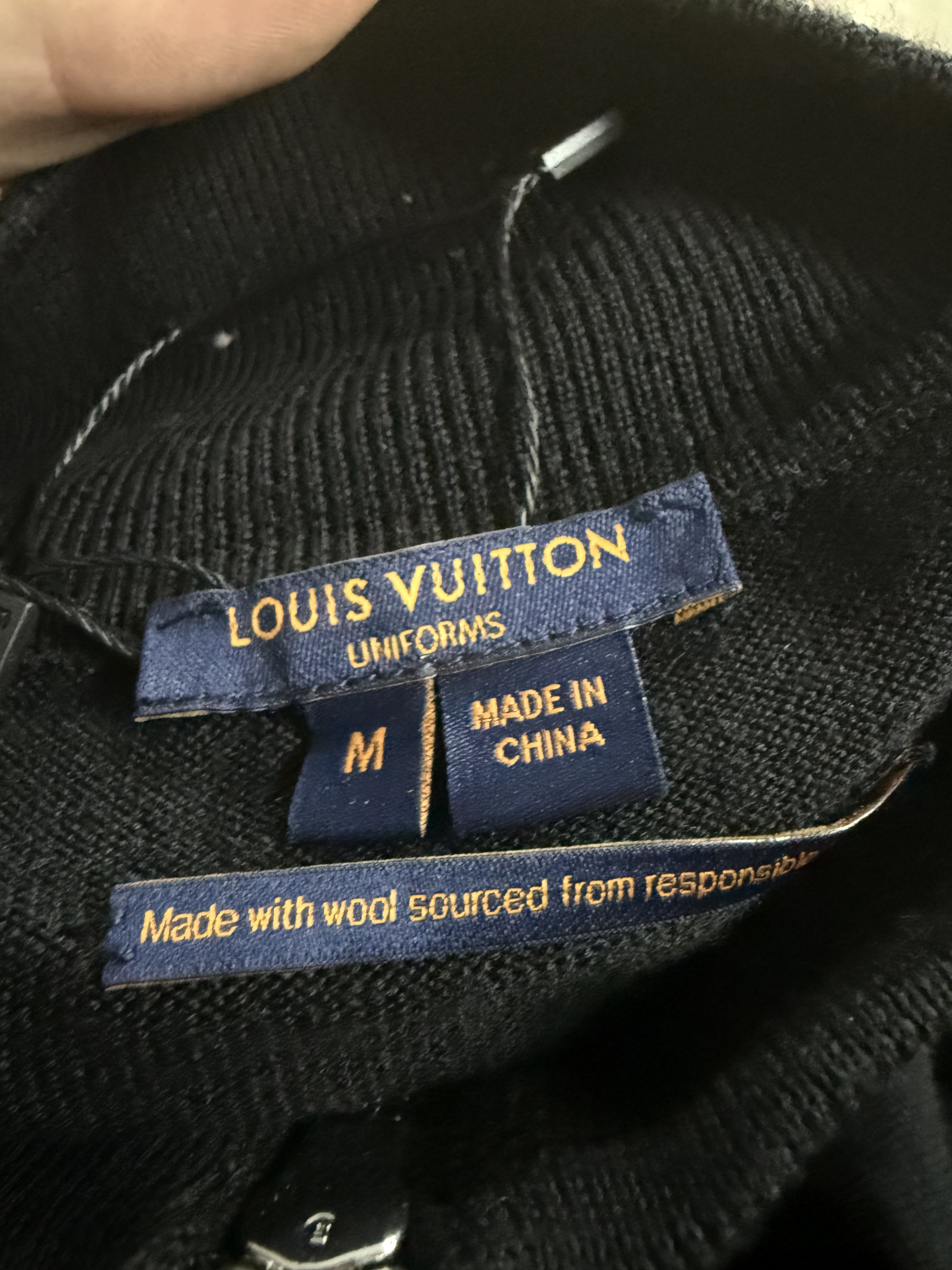 LV Zip Up Black Cashmere Uniform Used Medium