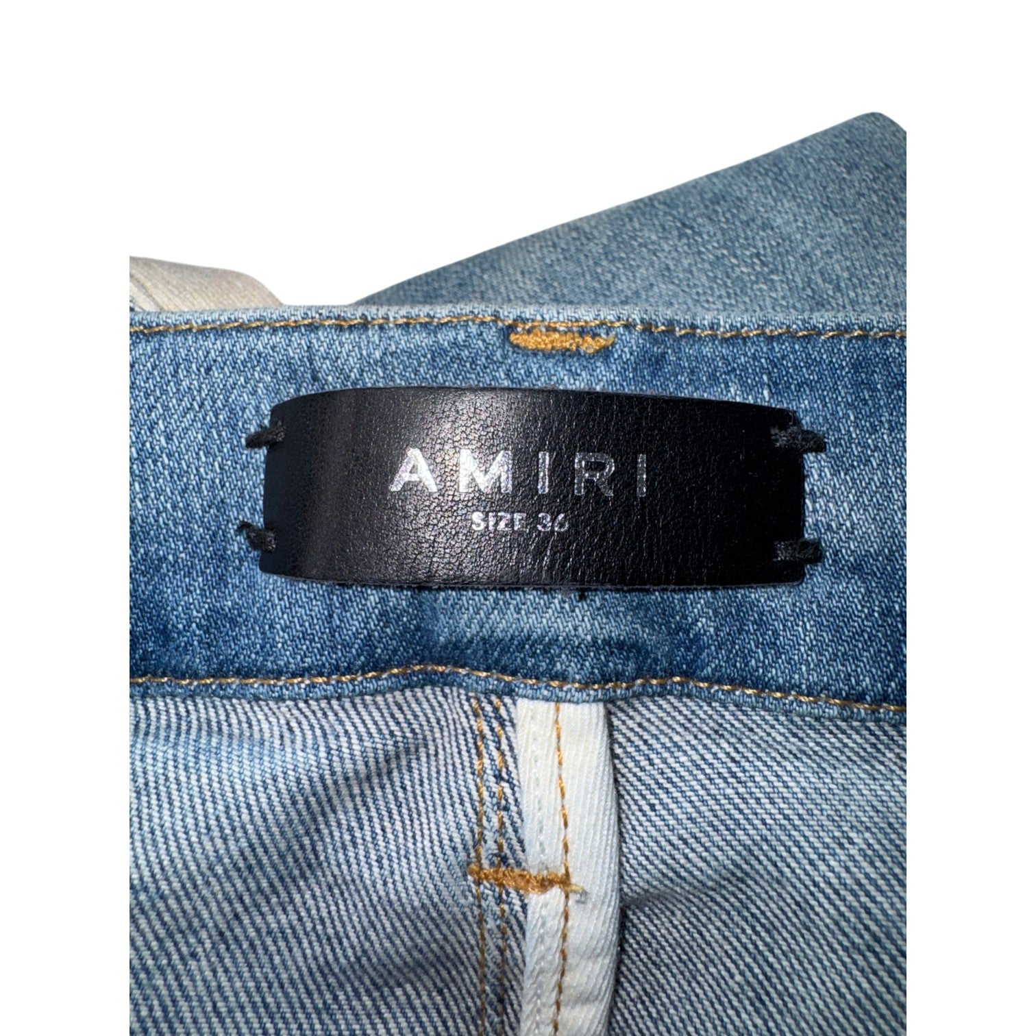 Amiri Desert Camo Patchwork Light Wash Jeans
