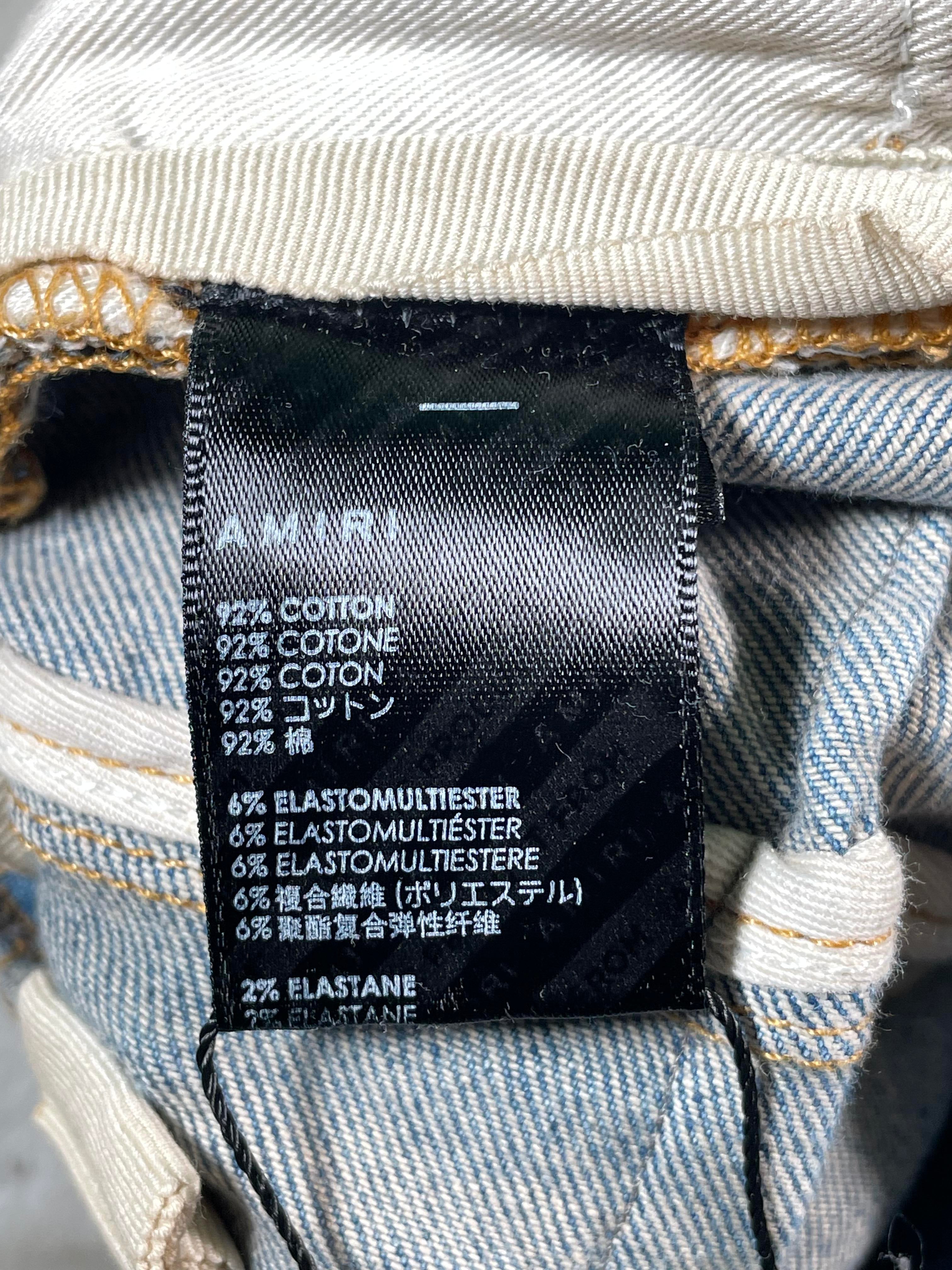 Amiri MX2 Blue & Orange Plaid Patch Light Wash Jeans