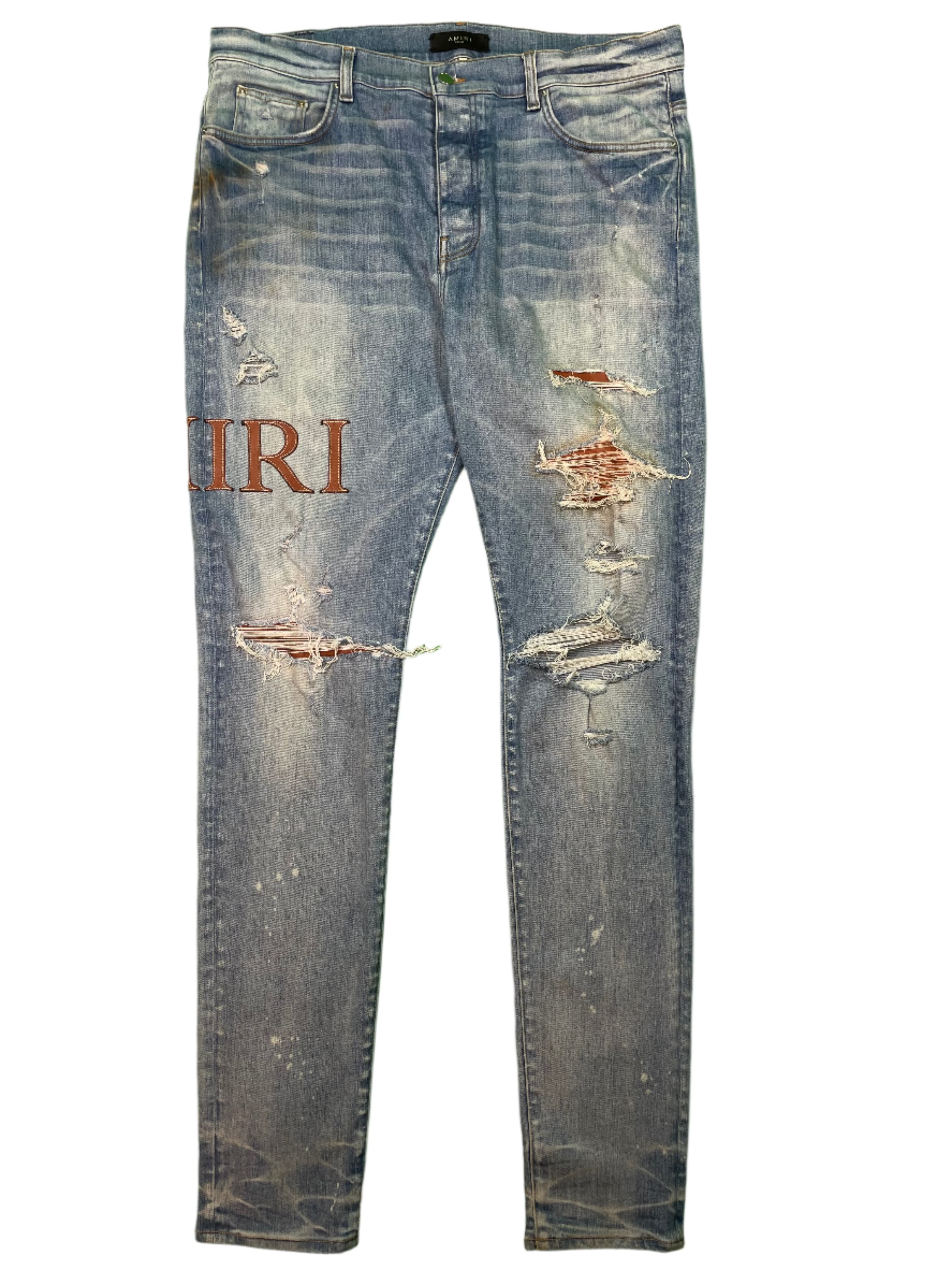 Amiri Clay Side Logo Light Wash Blue Jeans