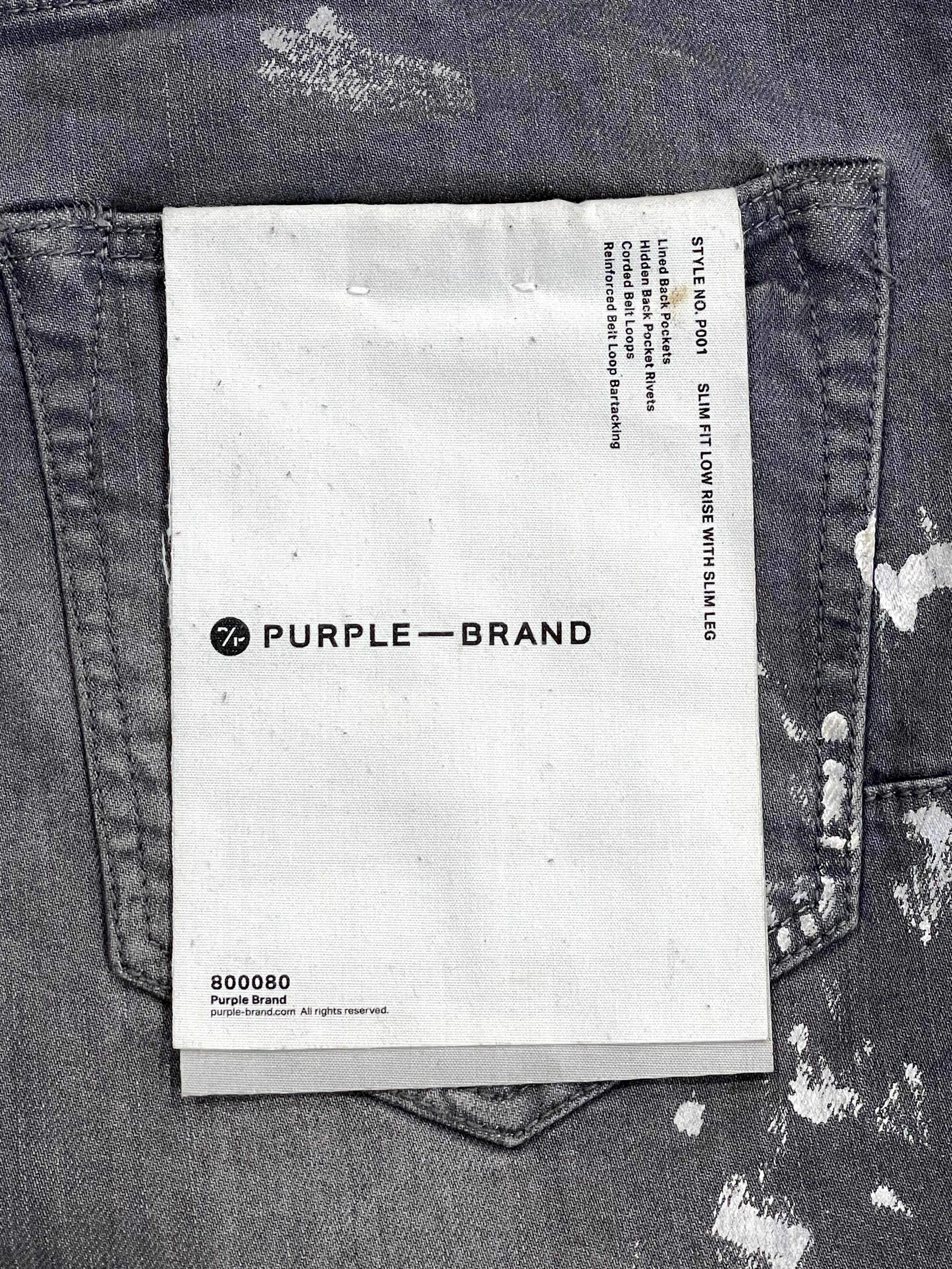 Purple Brand Splatter Ripped Grey & White Jeans