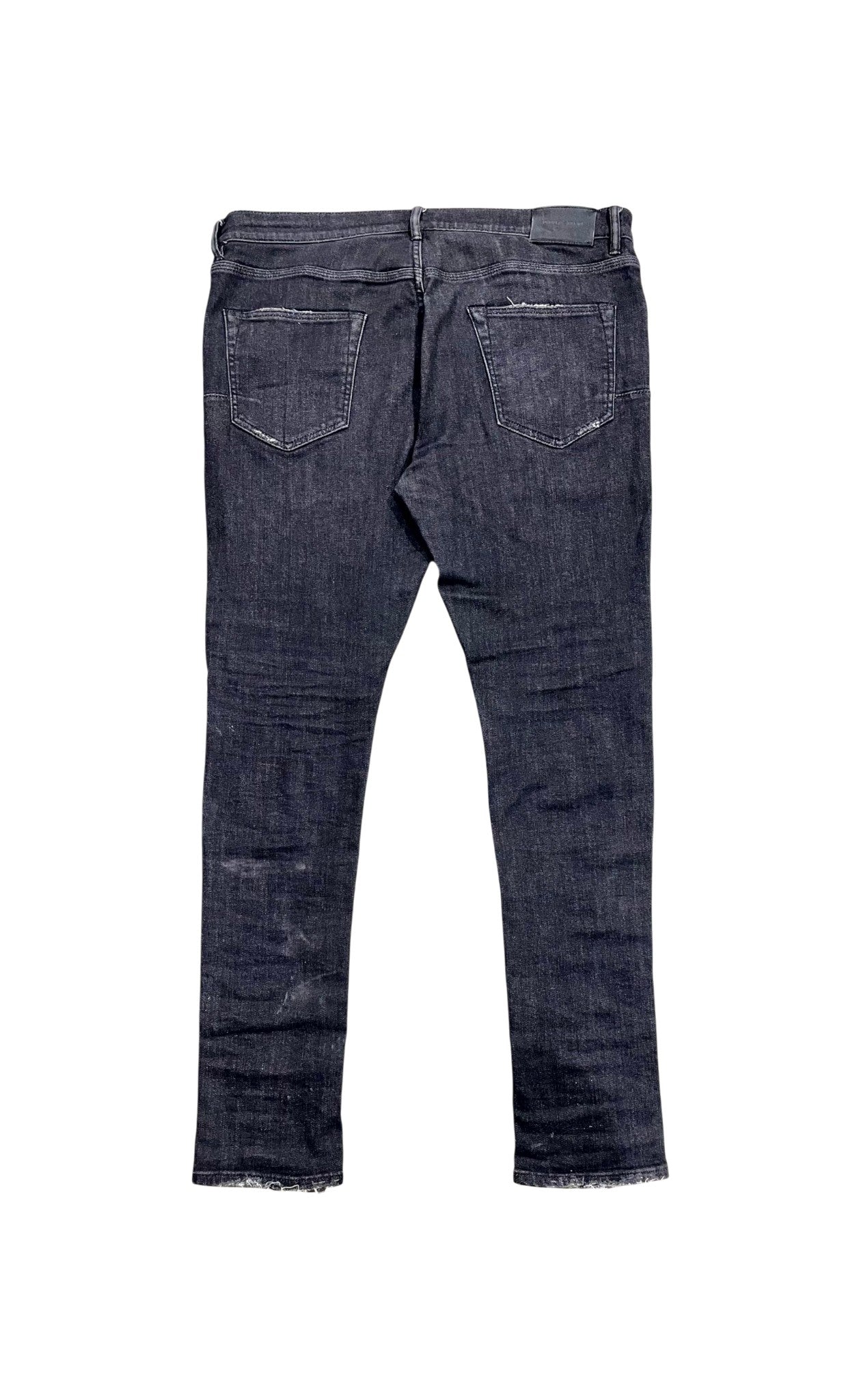 Purple Brand Splatter Ripped Black Wash Jeans