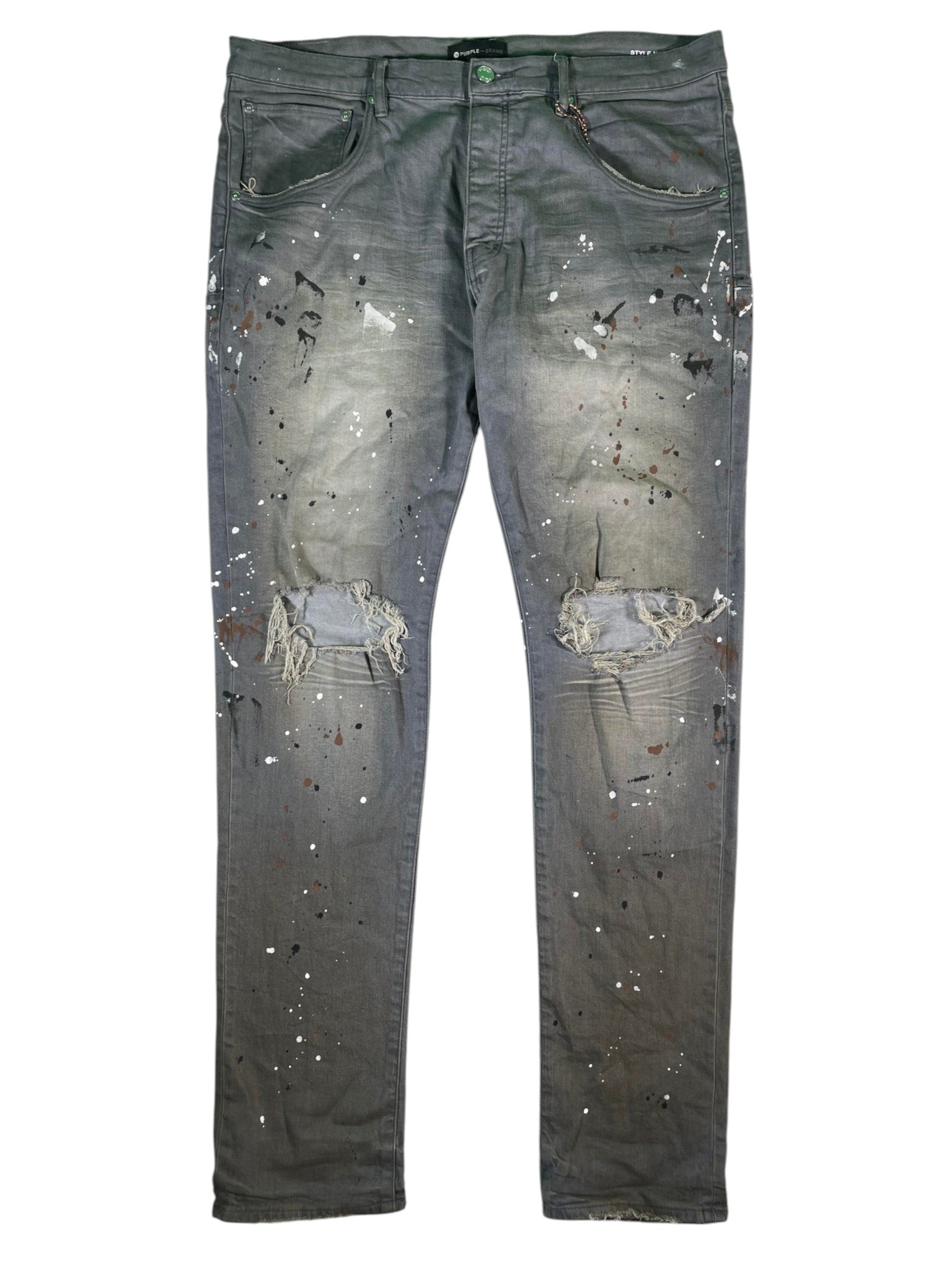 Purple Brand Paint Splatter Grey Jeans