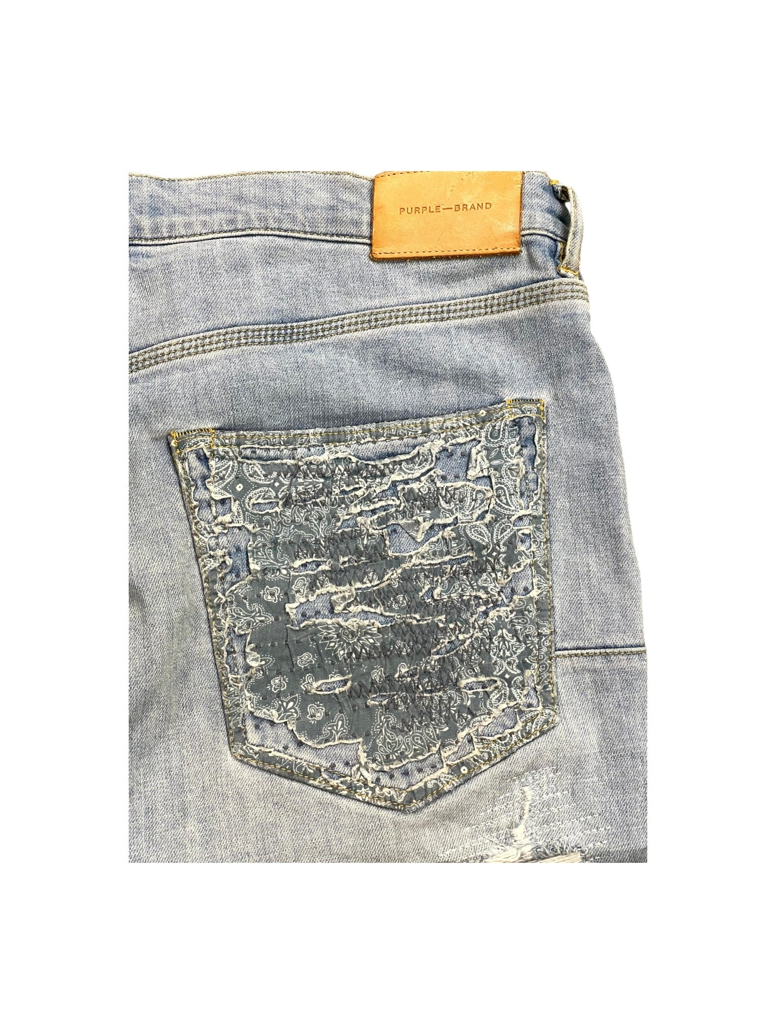 Purple Brand Patchwork Light Wash Jeans