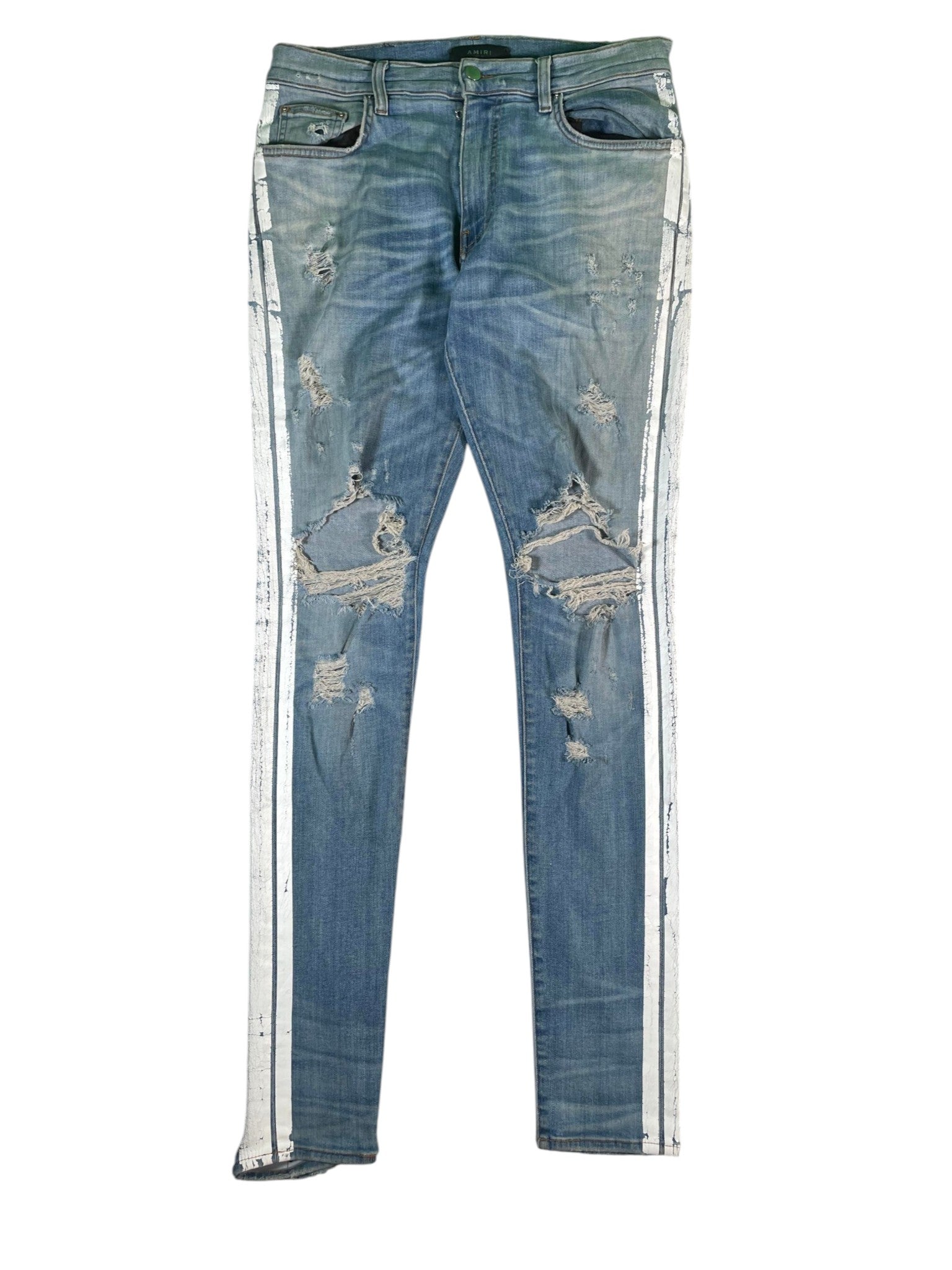 Amiri White Stripe Light Wash Jeans