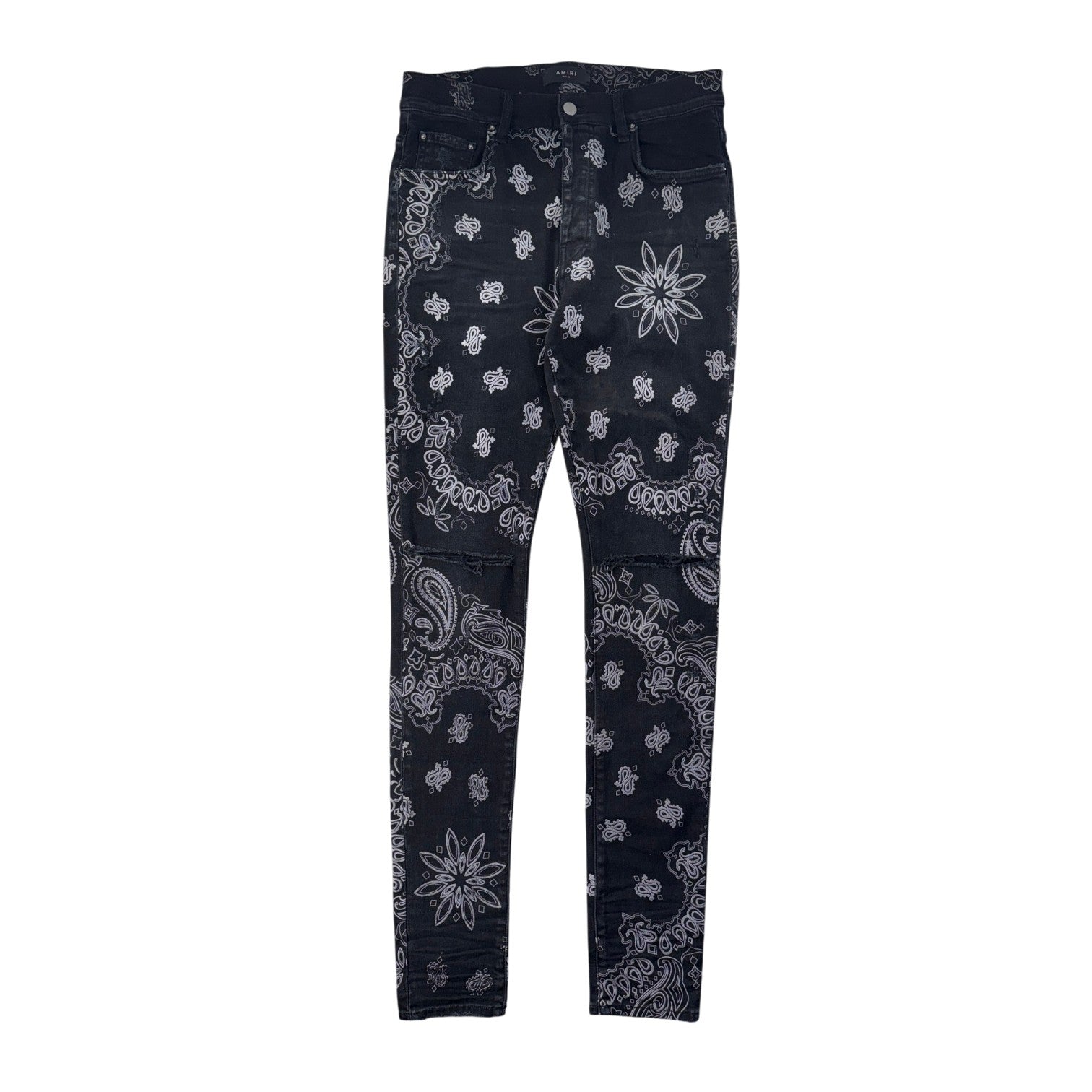 Amiri Paisley Flocked Black Wash Jeans