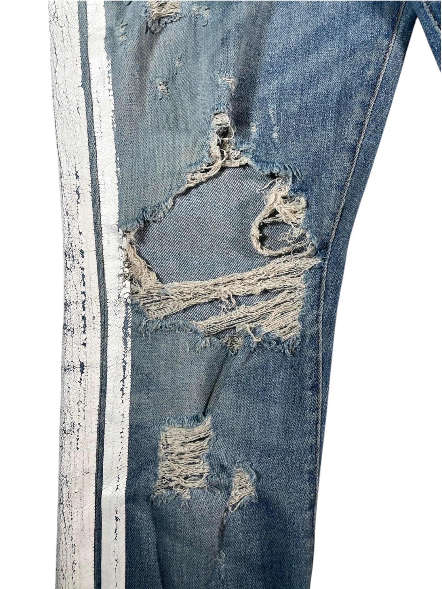 Amiri White Stripe Light Wash Jeans
